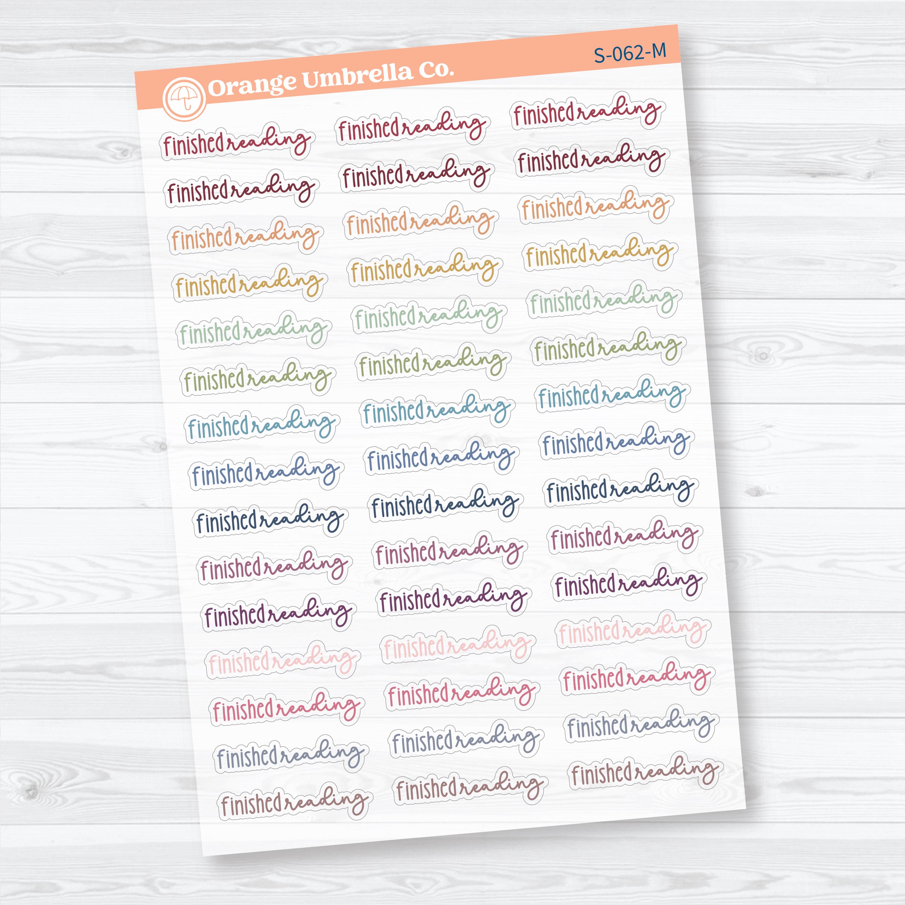 Finished Reading Clear Matte Planner Script Stickers | Reading Journal Scripts F18 | S-062-CM