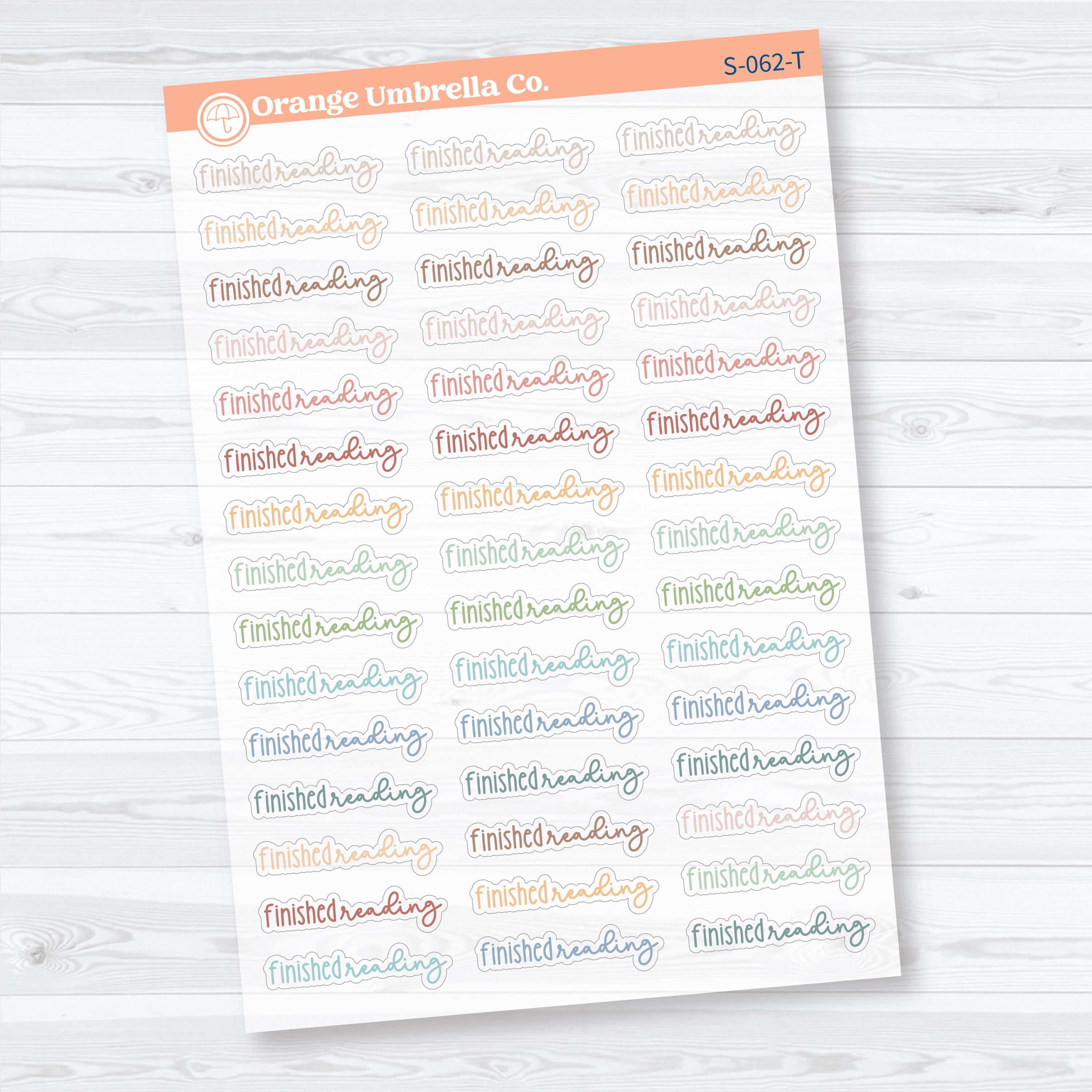 Finished Reading Clear Matte Planner Script Stickers | Reading Journal Scripts F18 | S-062-CM