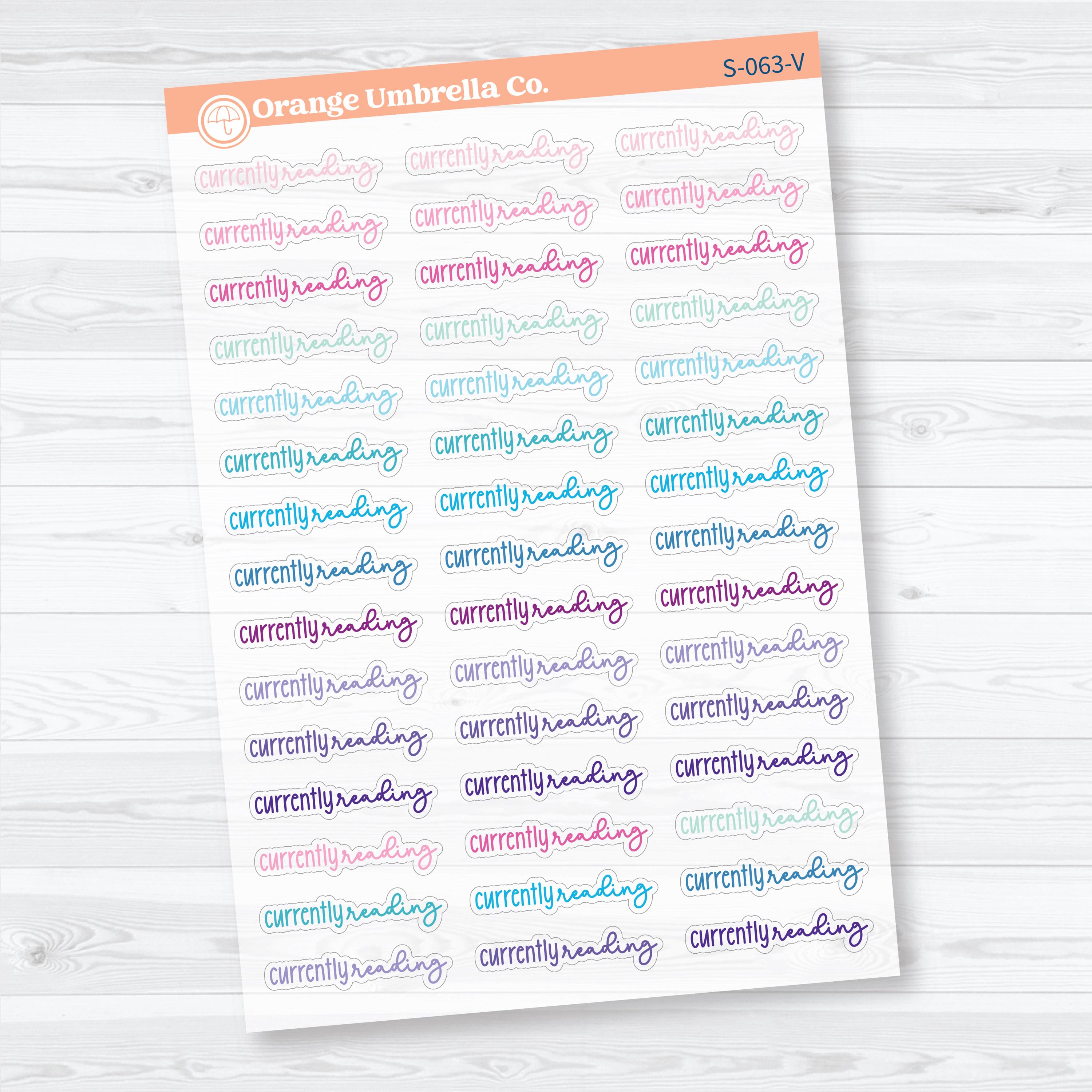 Currently Reading Clear Matte Planner Script Stickers | Reading Journal Scripts F18 | S-063-CM