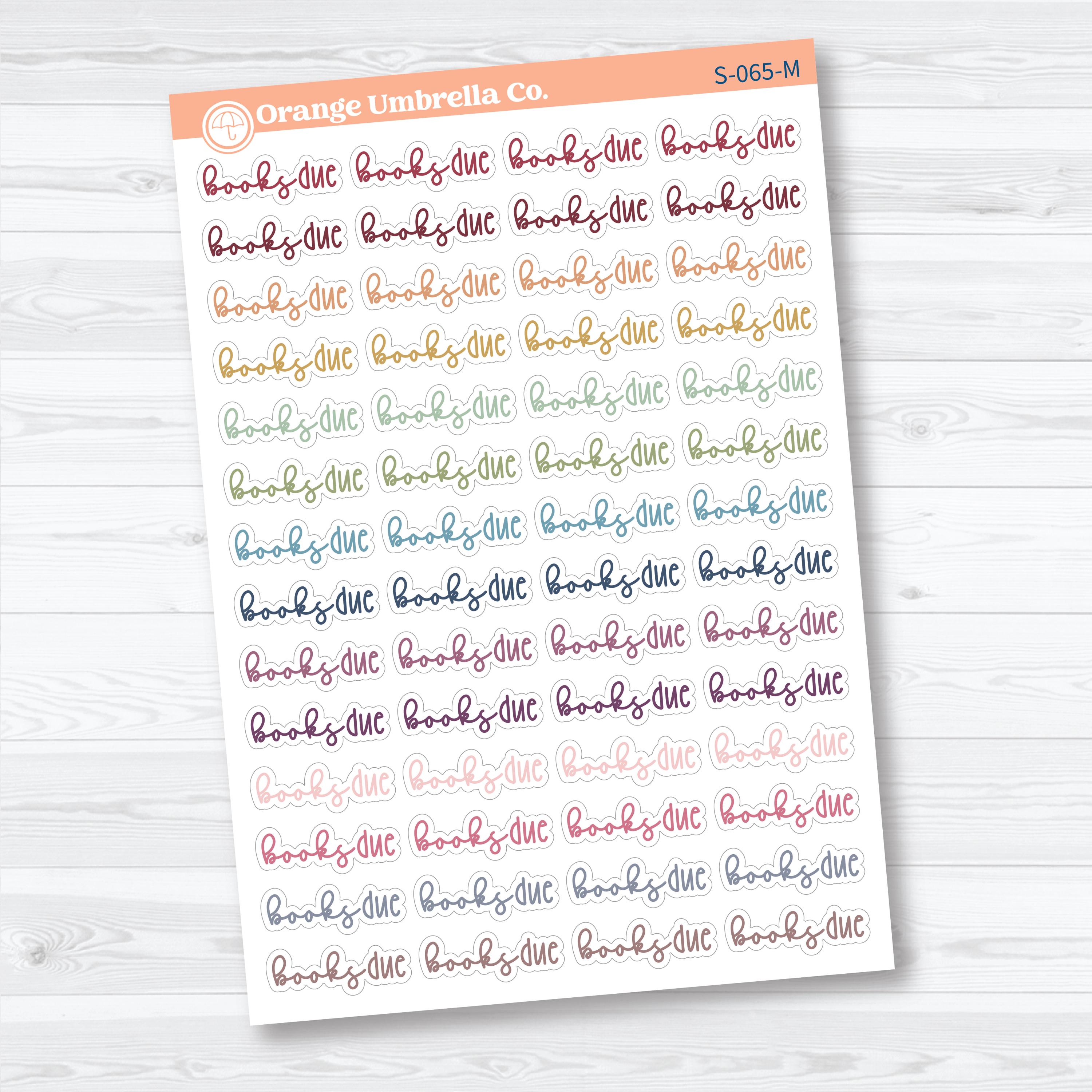 Books Due Planner Script Stickers | Reading Journal Scripts F18 | S-065