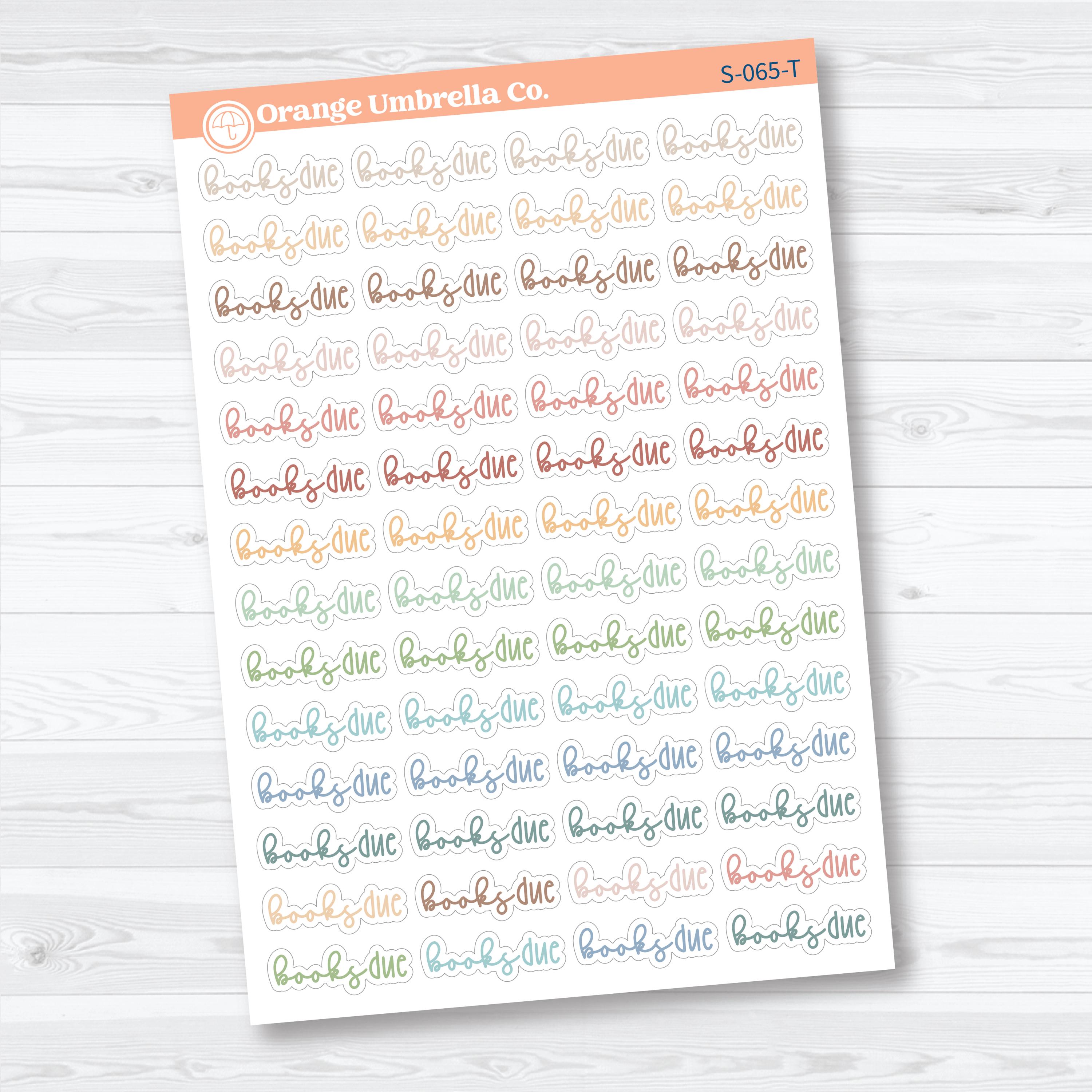 Books Due Planner Script Stickers | Reading Journal Scripts F18 | S-065