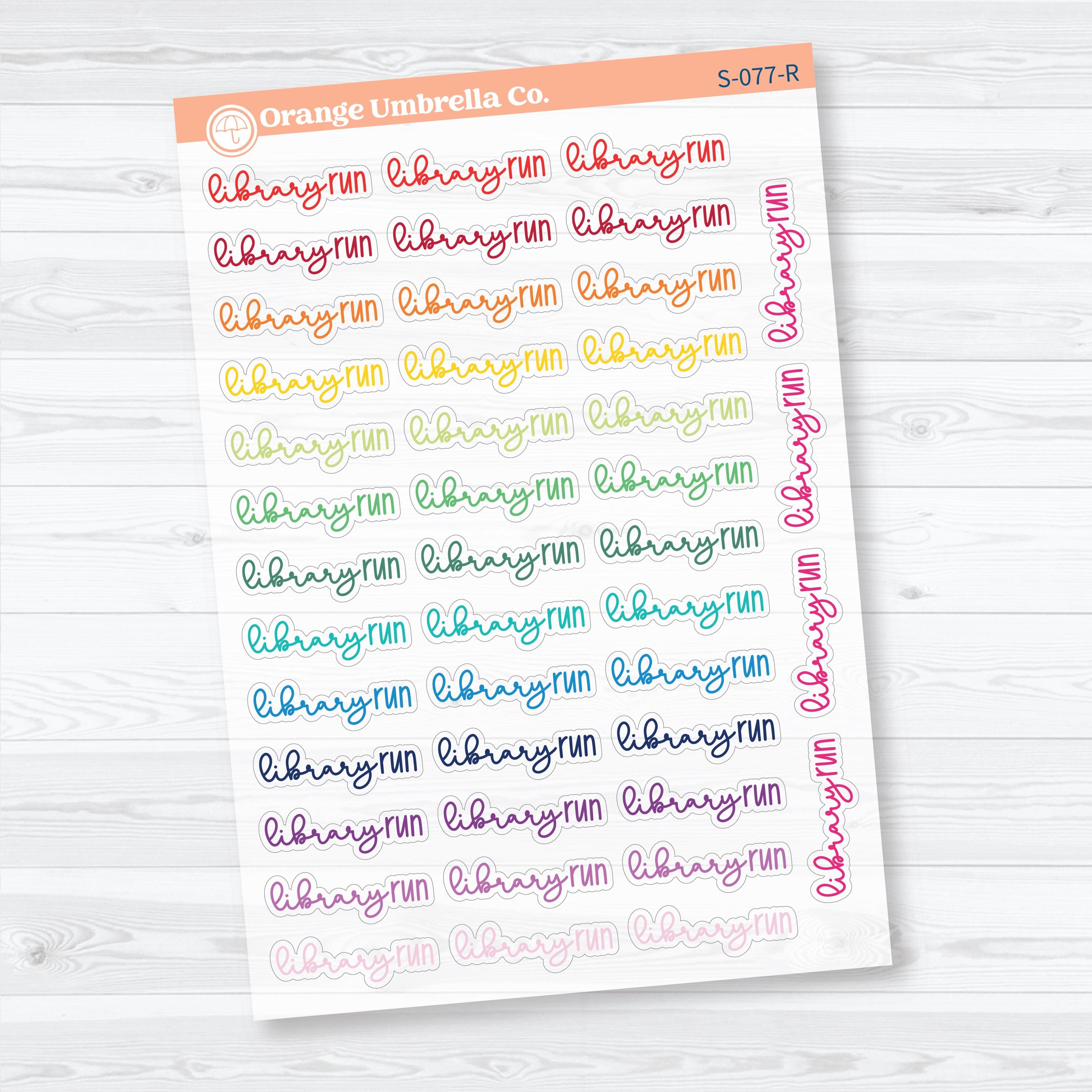 Library Run Reading Journal Clear Matte Script Stickers | Planner Stickers | S-077-CM