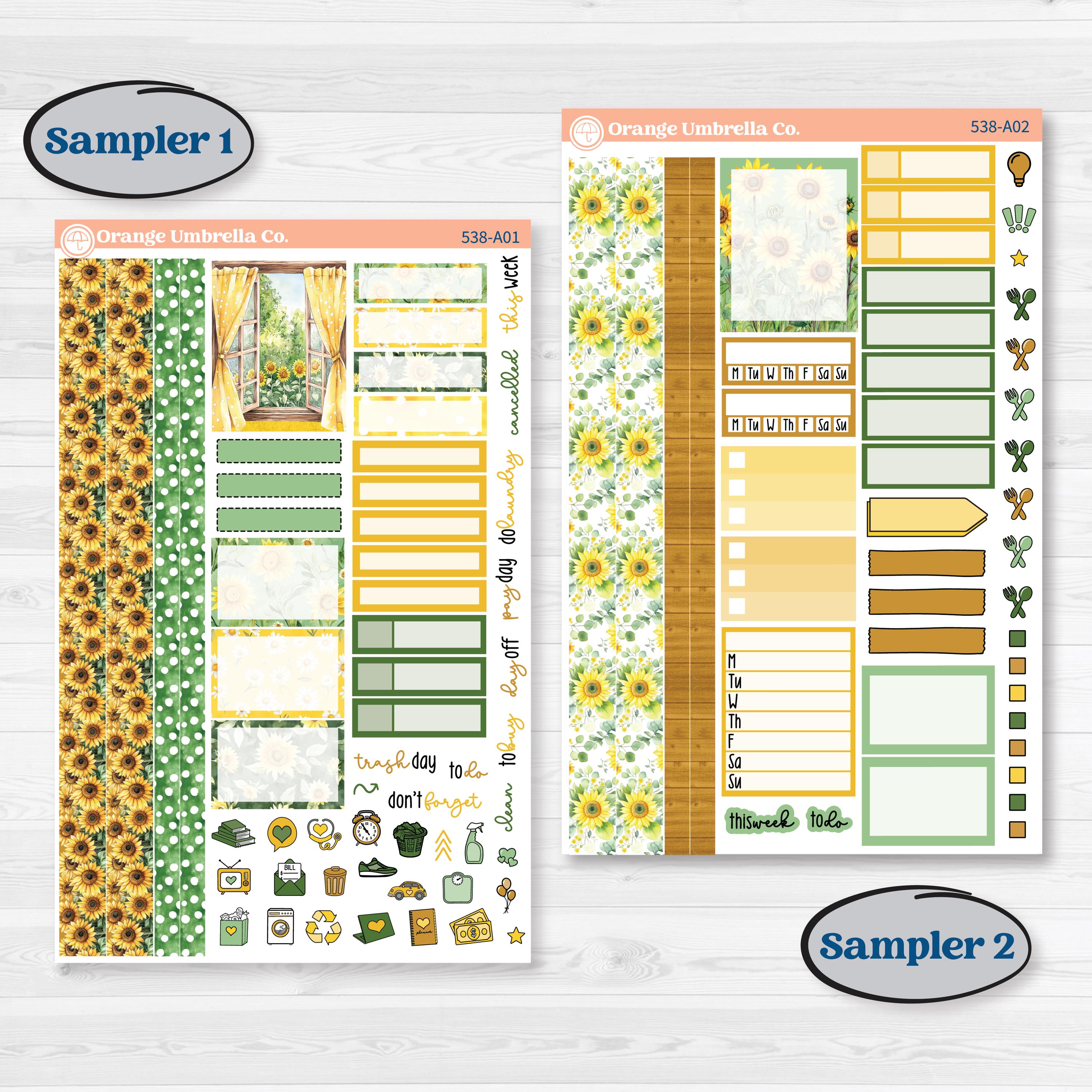 Sunflower Cottage | Weekly Sticker Kit for Vertical Planners like Erin Condren | Sun Blooms | KIT-538-A