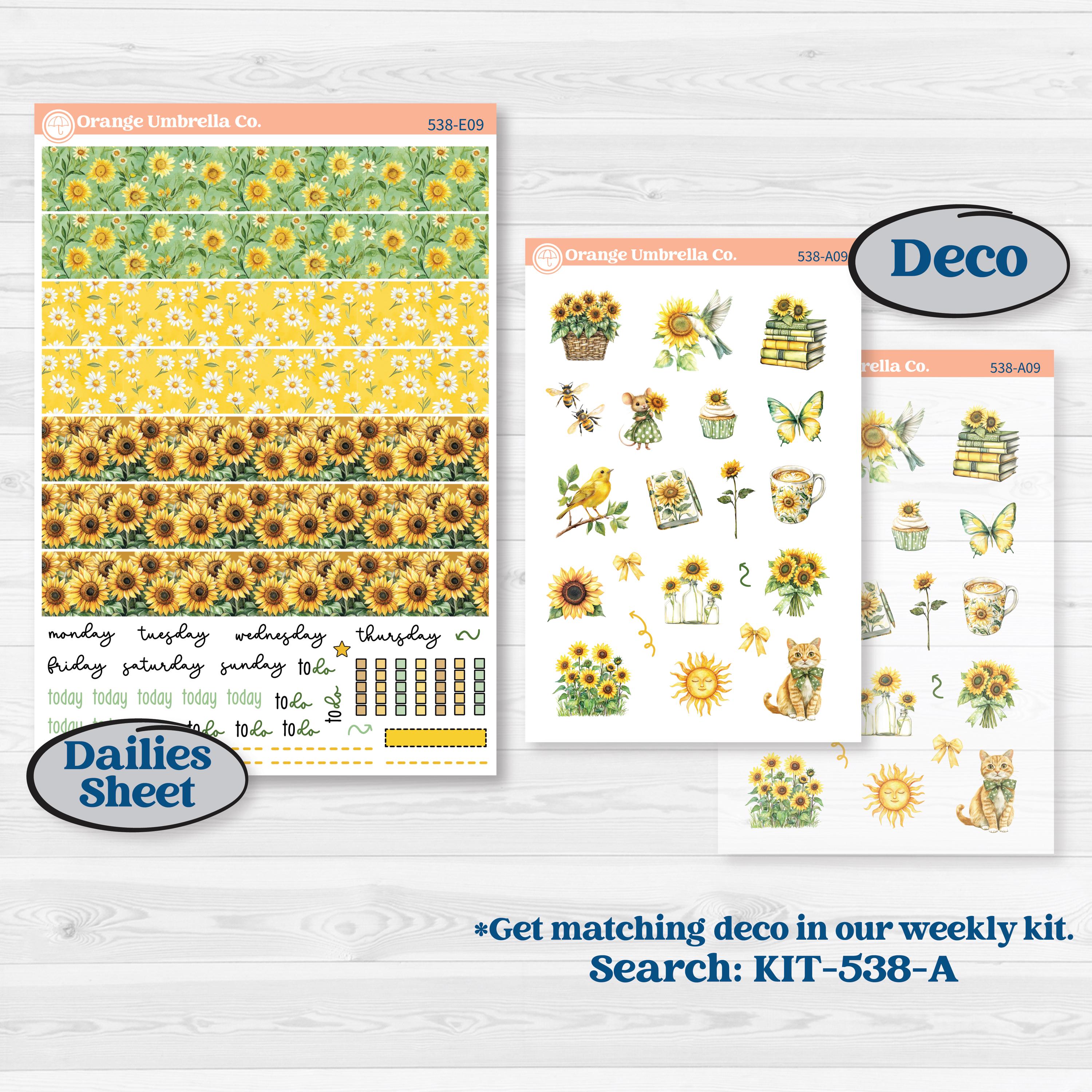 Sunflower Cottage | Hobonichi Cousin Weekly & Daily Planner Kit Stickers | Sun Blooms | KIT-538-E