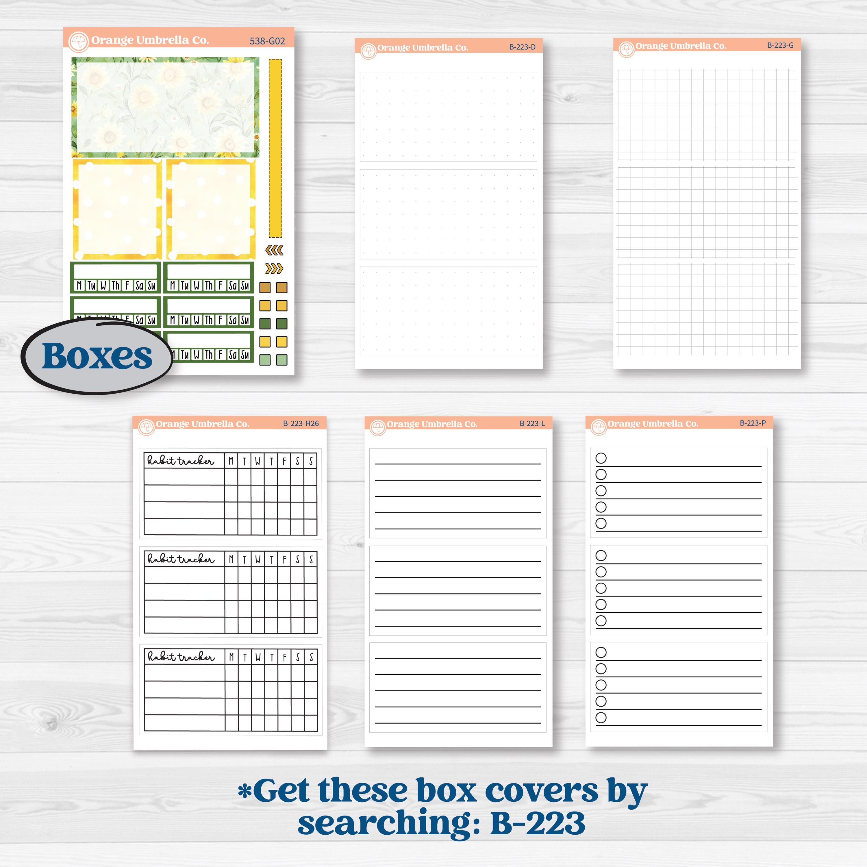 Sunflower Cottage | Erin Condren 7x9 Weekly Dashboard Planner Kit Stickers | Sun Blooms | KIT-538-G