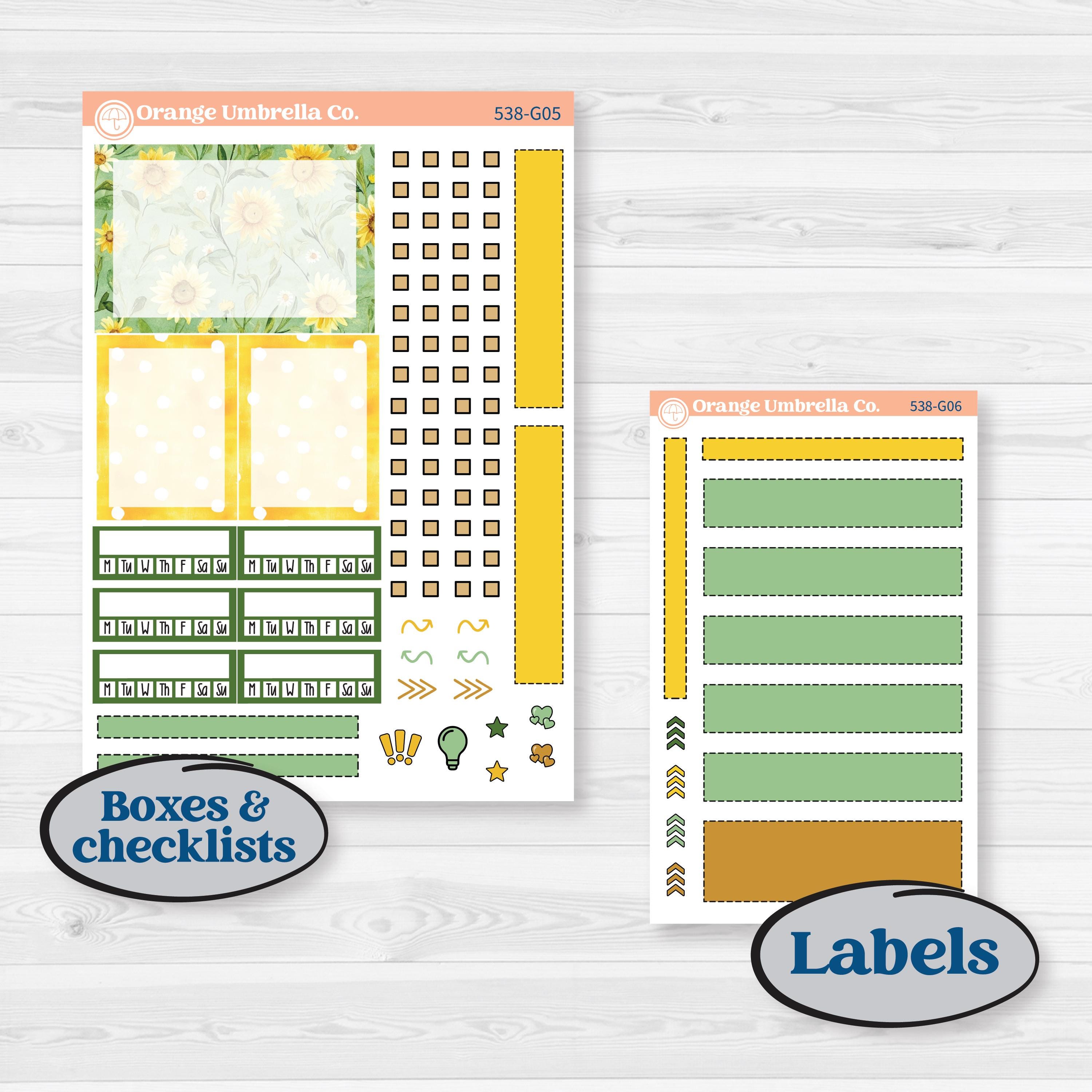 Sunflower Cottage | Erin Condren A5 Weekly Dashboard Planner Kit Stickers | Sun Blooms | KIT-538-G4