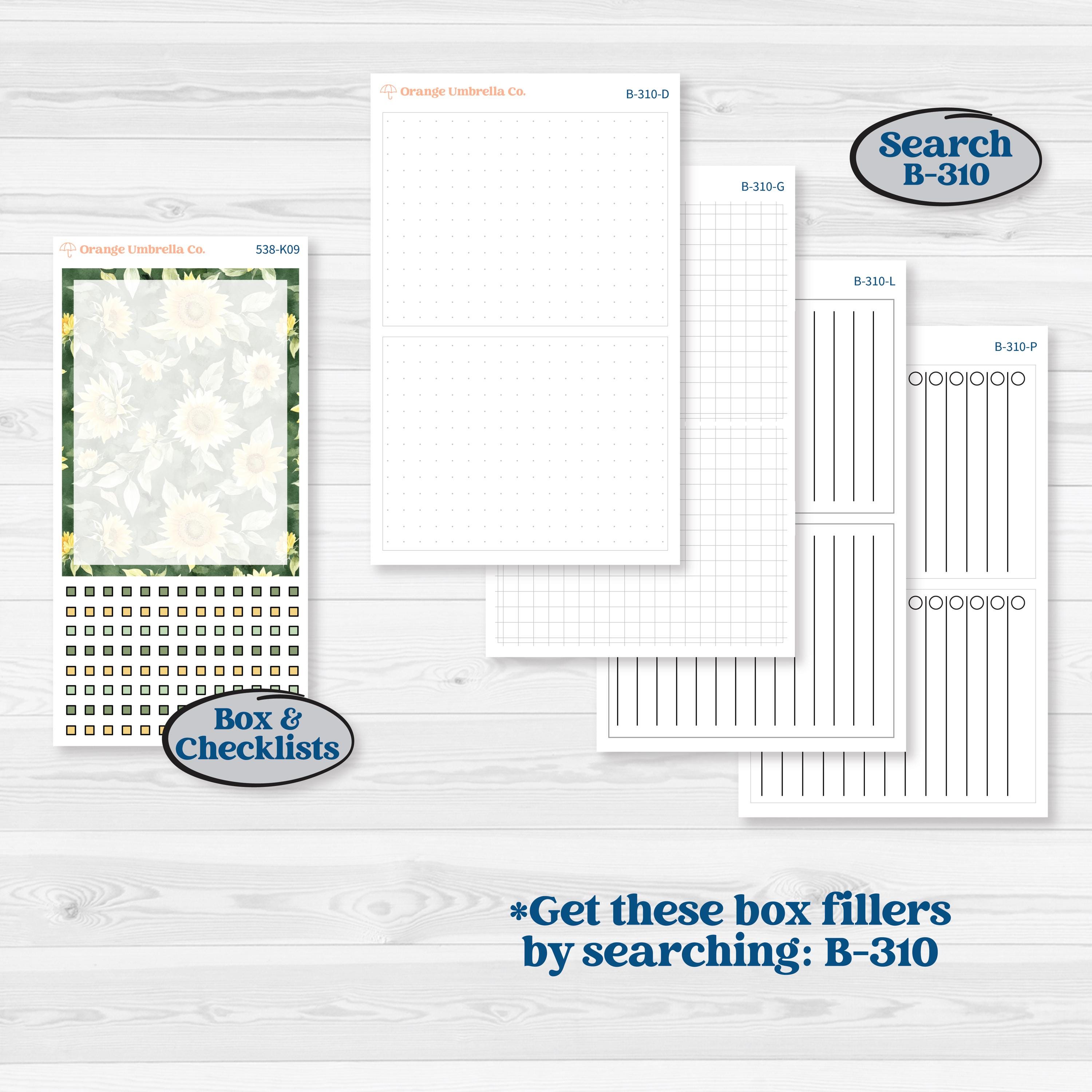 Sunflower Cottage | 7x9 Erin Condren Daily Duo Planner Kit Stickers | Sun Blooms | KIT-538-K