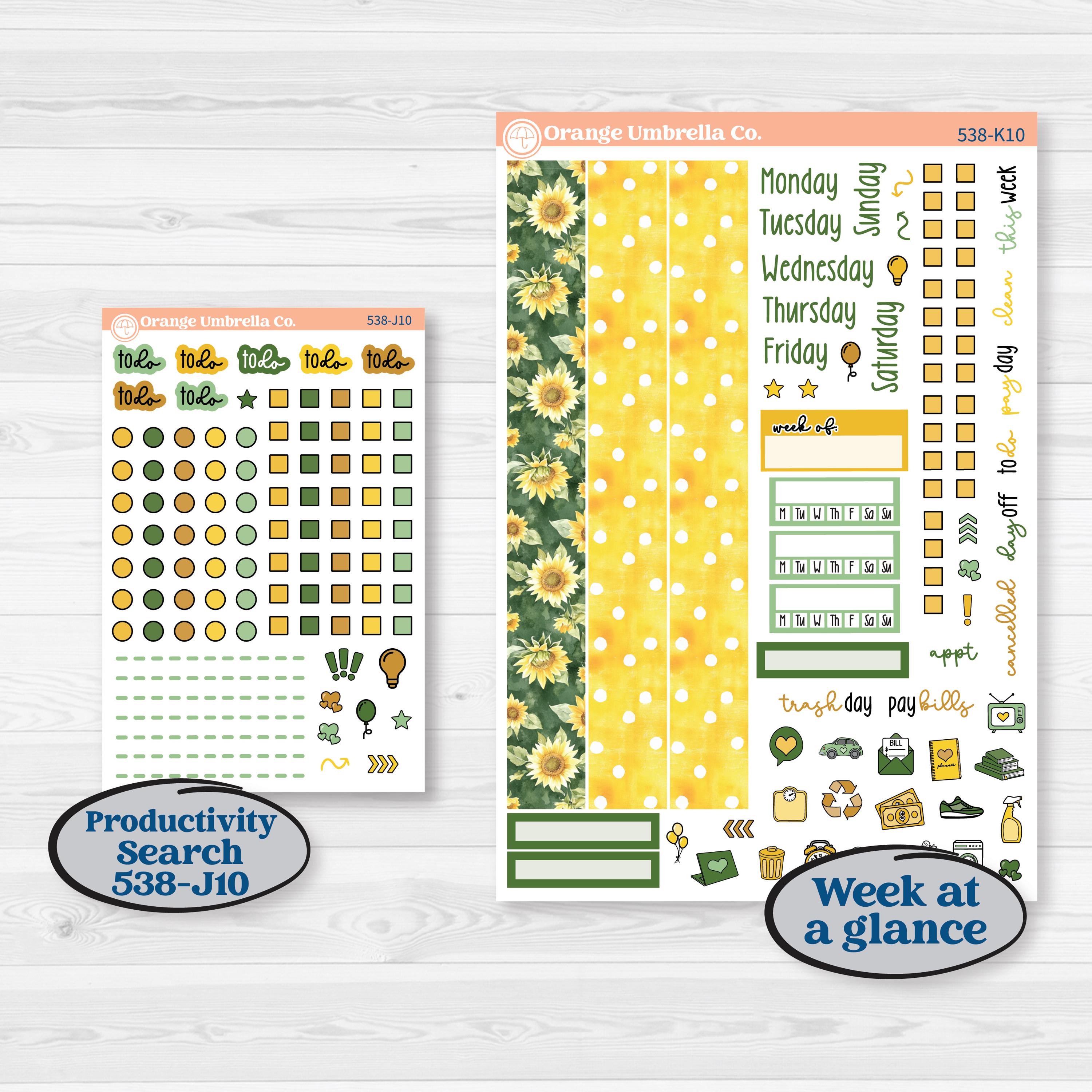 Sunflower Cottage | 7x9 Erin Condren Daily Duo Planner Kit Stickers | Sun Blooms | KIT-538-K