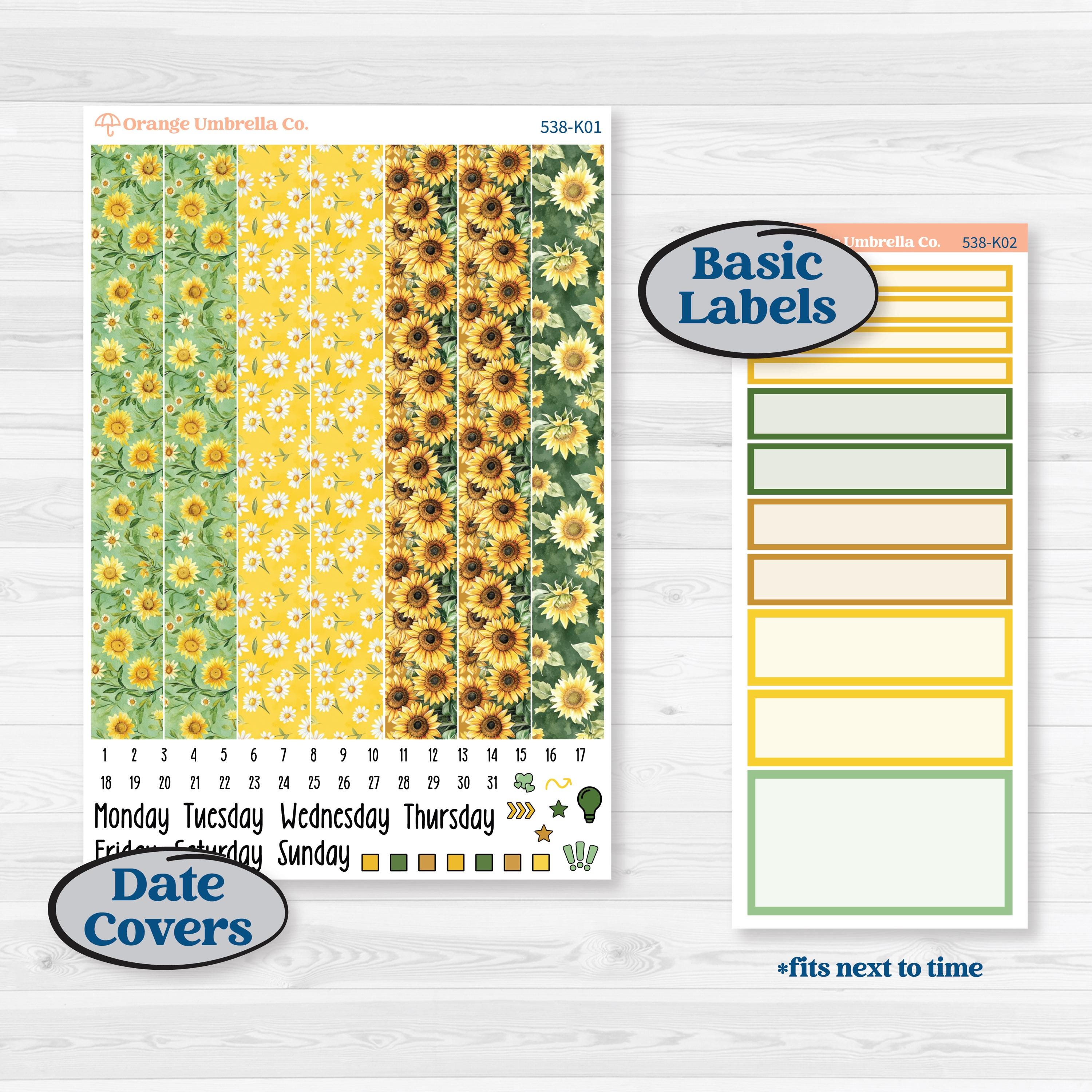 Sunflower Cottage | 7x9 Erin Condren Daily Duo Planner Kit Stickers | Sun Blooms | KIT-538-K
