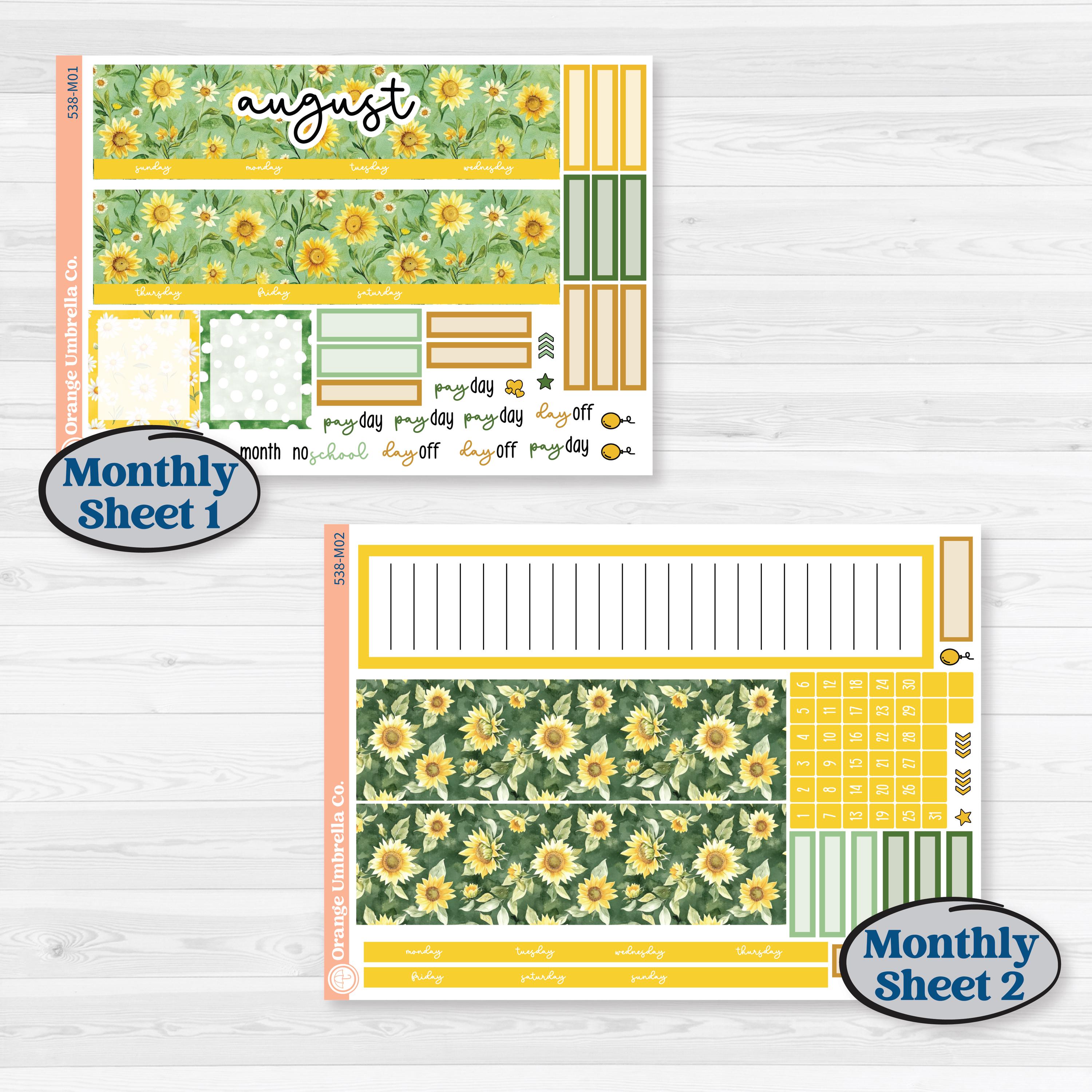 Sunflower Cottage | A5 Erin Condren Monthly & Productivity Dashboard Sticker Kit | Sun Blooms | KIT-538-M