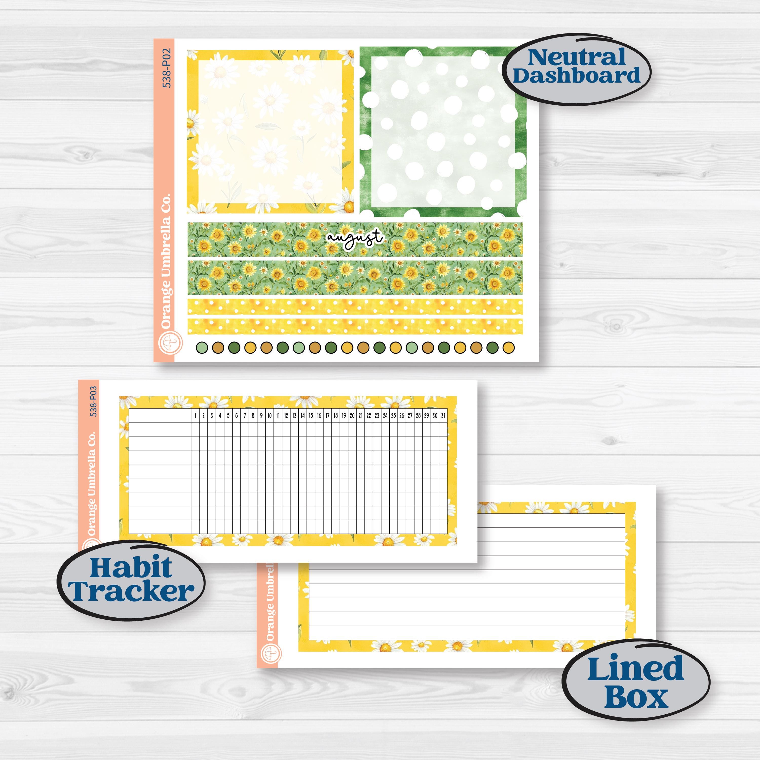 Sunflower Cottage | A5 Plum Monthly & Dashboard Planner Kit Stickers | Sun Blooms | KIT-538-P