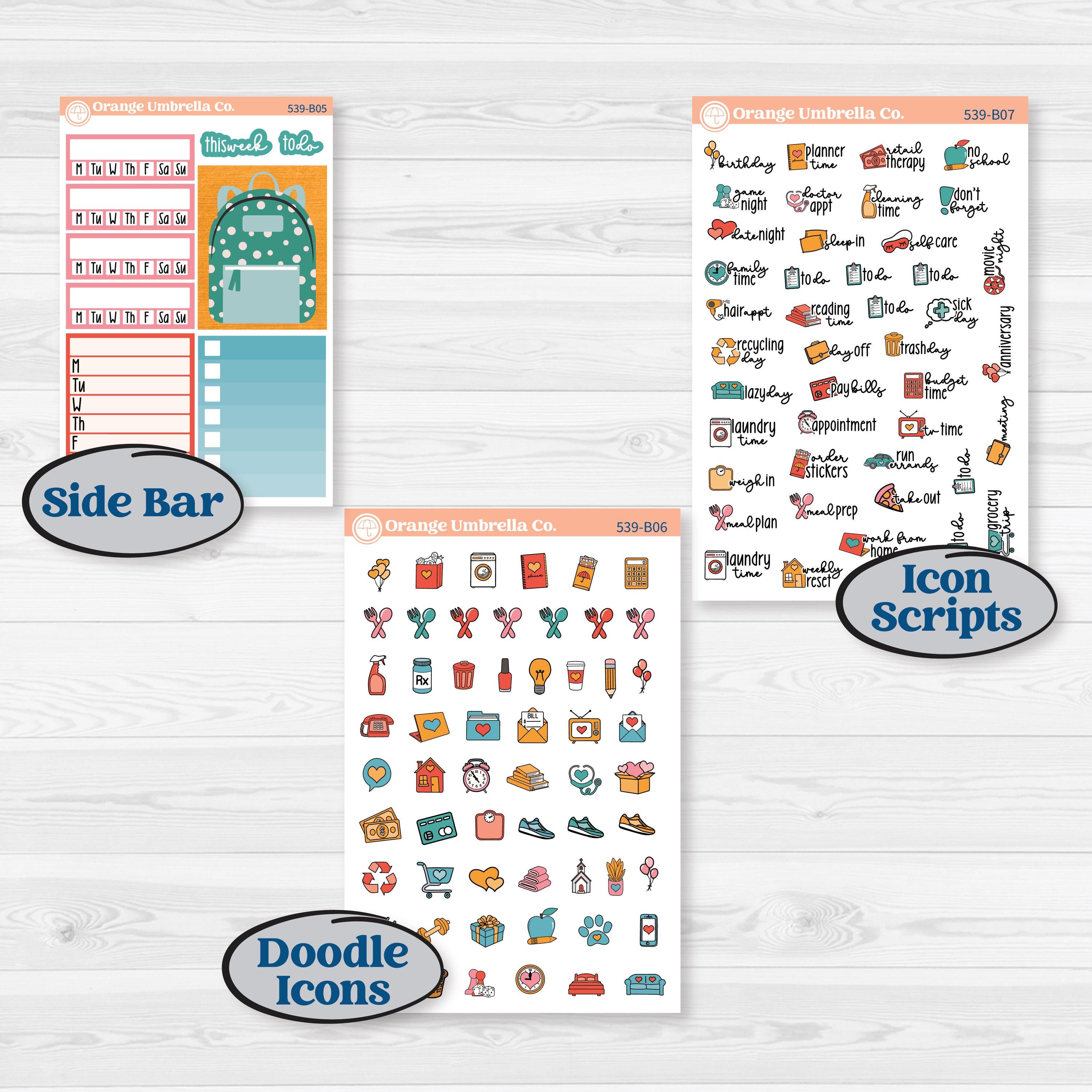 Back To School Kit | Weekly Add-On Planner Kit Stickers | Level Up | KIT-539-B