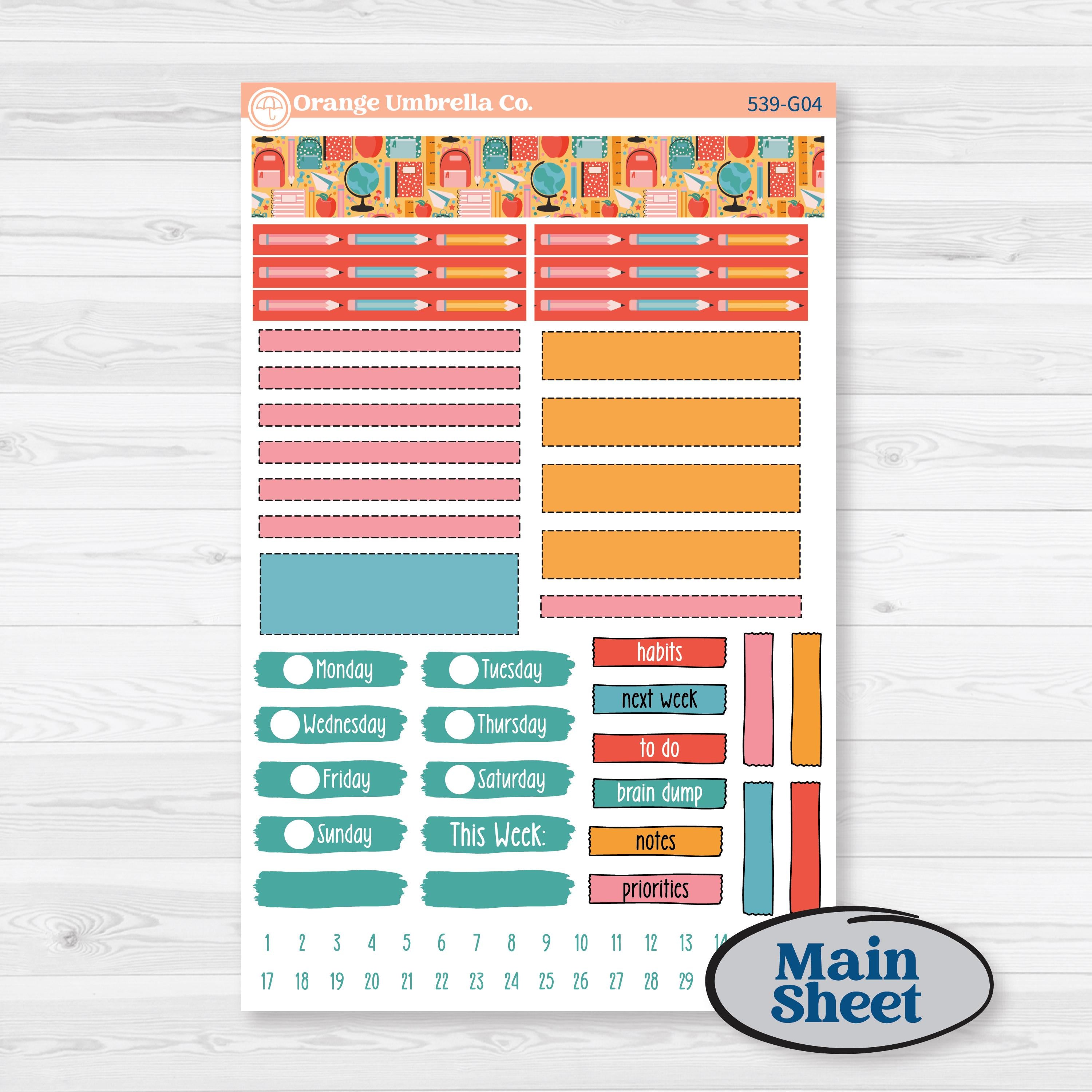 Back To School Kit | Erin Condren A5 Weekly Dashboard Planner Kit Stickers | Level Up | KIT-539-G4
