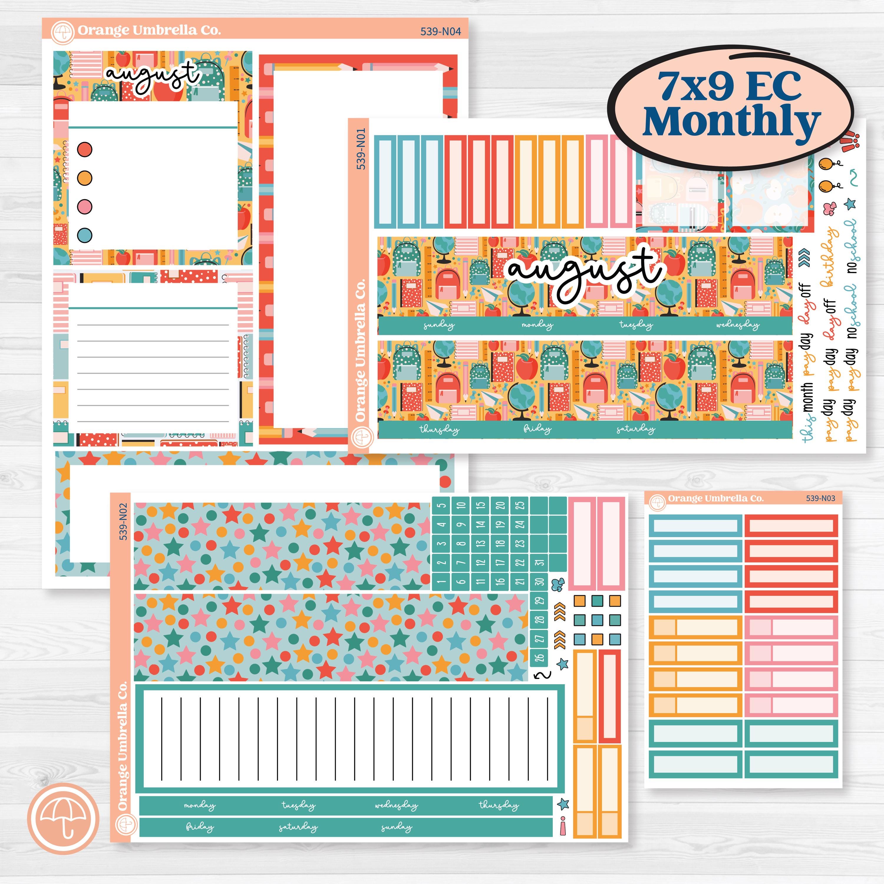 Back To School Kit | 7x9 Erin Condren Life Planner Monthly & Dashboard Sticker Kit | Level Up | KIT-539-N