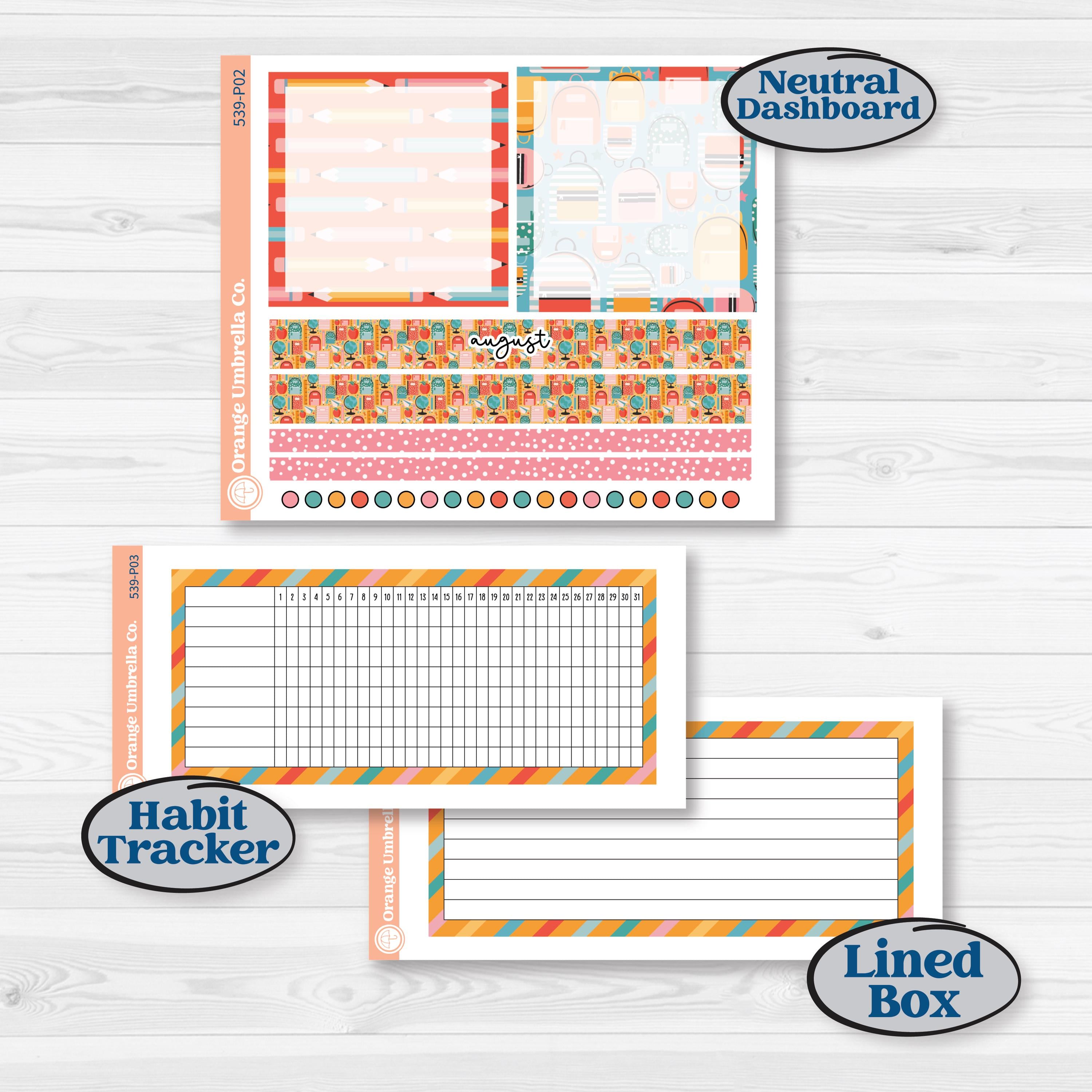 Back To School Kit | A5 Plum Monthly & Dashboard Planner Kit Stickers | Level Up | KIT-539-P