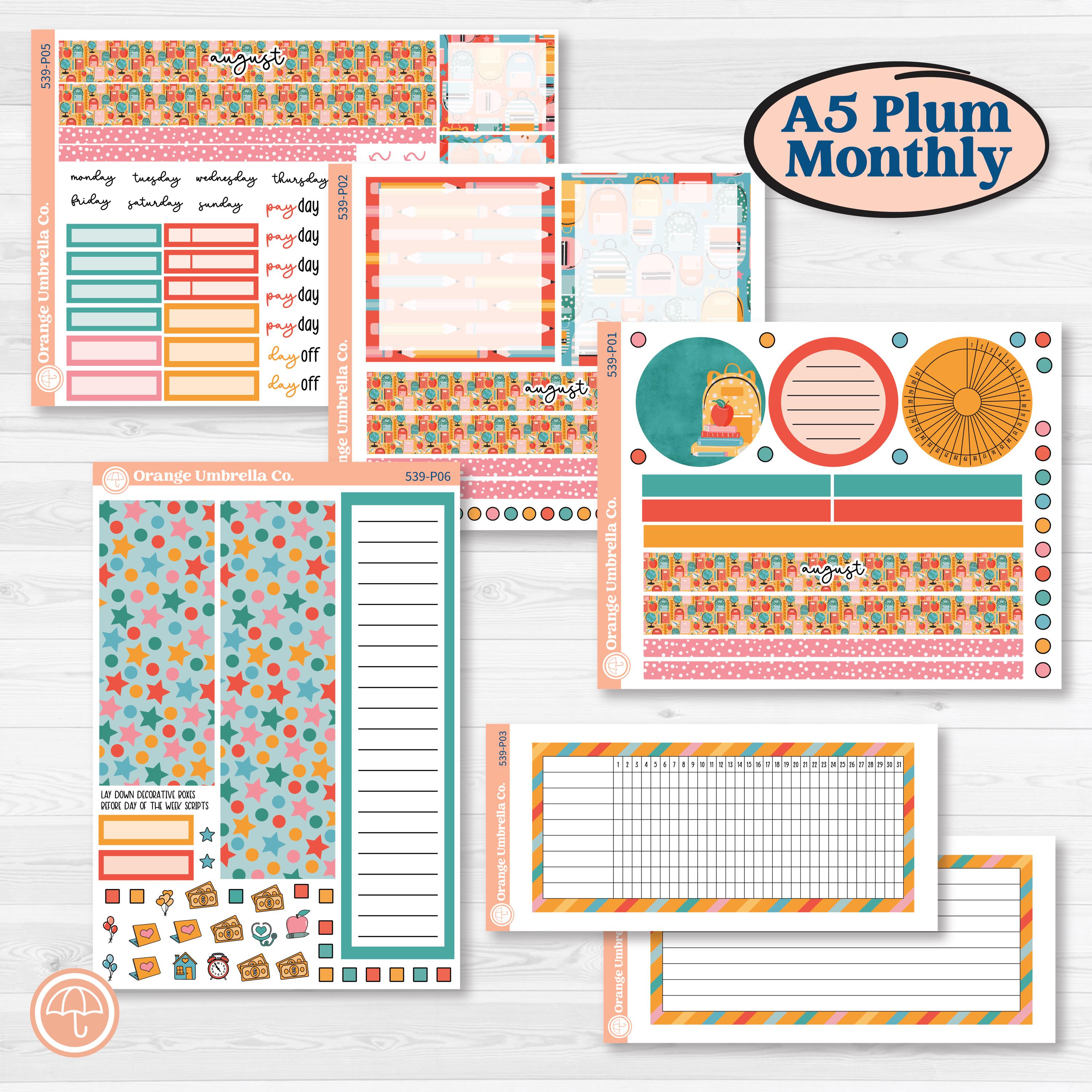 Back To School Kit | A5 Plum Monthly & Dashboard Planner Kit Stickers | Level Up | KIT-539-P