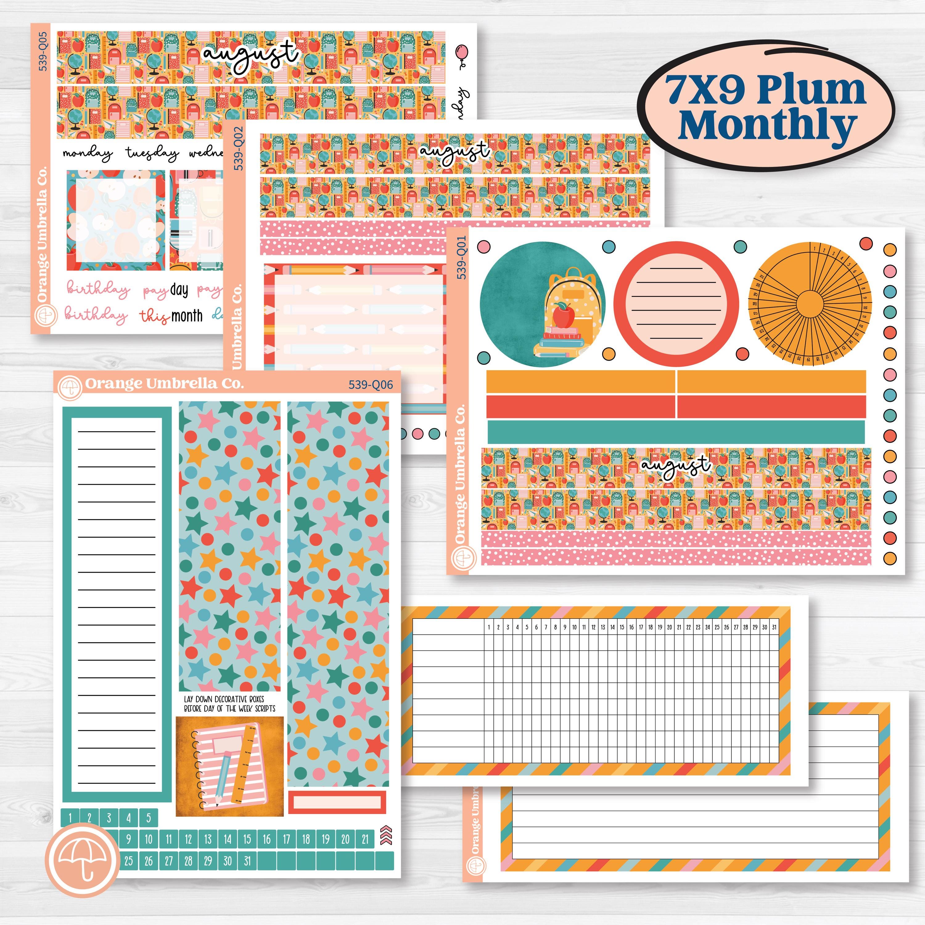 Back To School Kit | 7x9 Plum Monthly & Dashboard Planner Kit Stickers | Level Up | KIT-539-Q