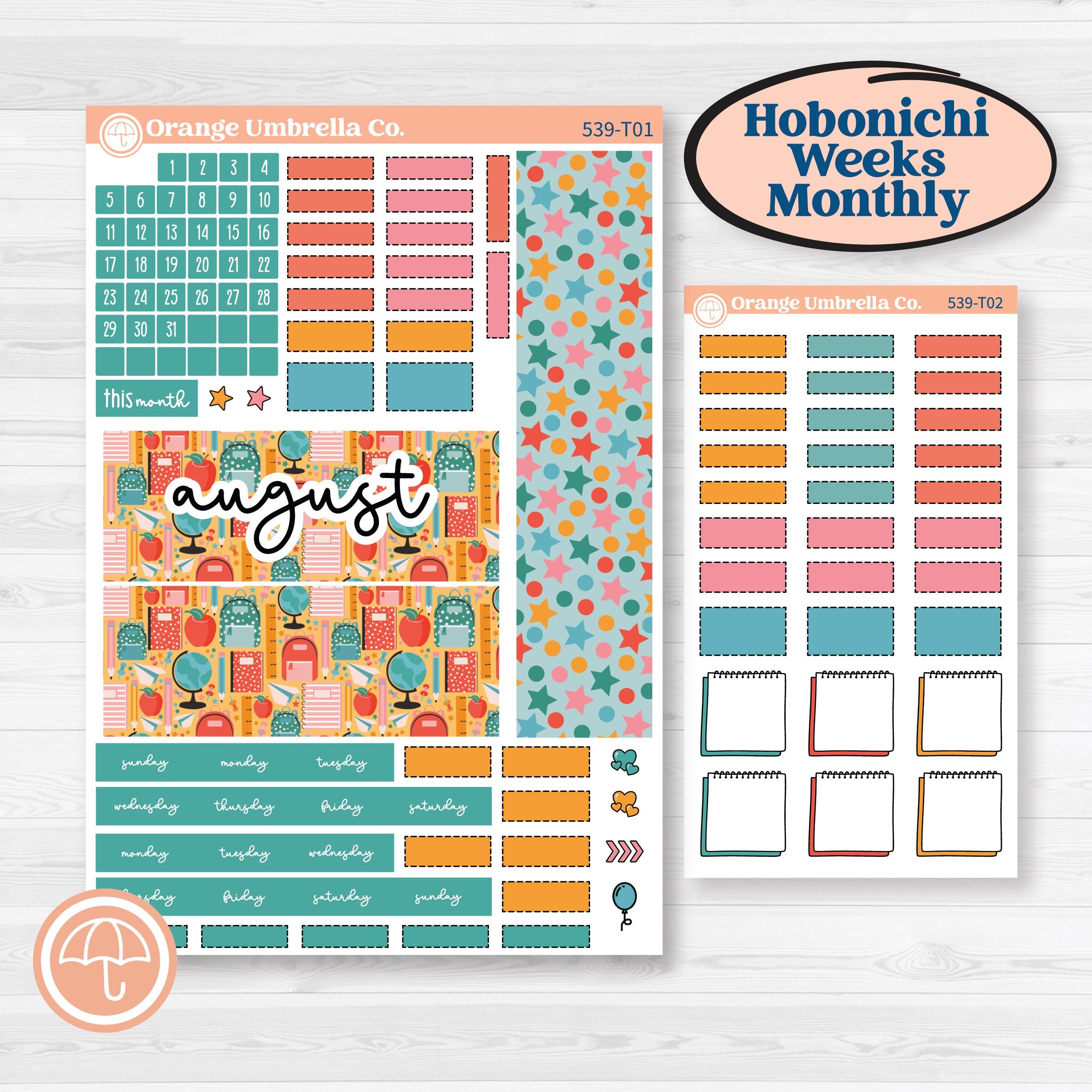 Back To School Kit | Hobonichi Weeks Monthly Planner Kit Stickers | Level Up | KIT-539-T