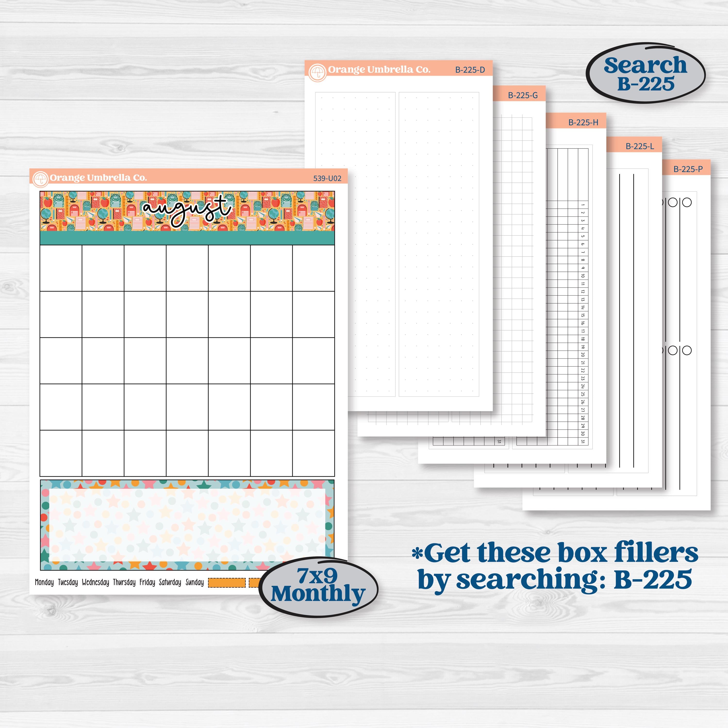 Back To School Kit | A5 or 7x9 Create Your Own Monthly or Dashboard Universal | Monthly & Reading Log Sticker Kit | Level Up | KIT-539-U
