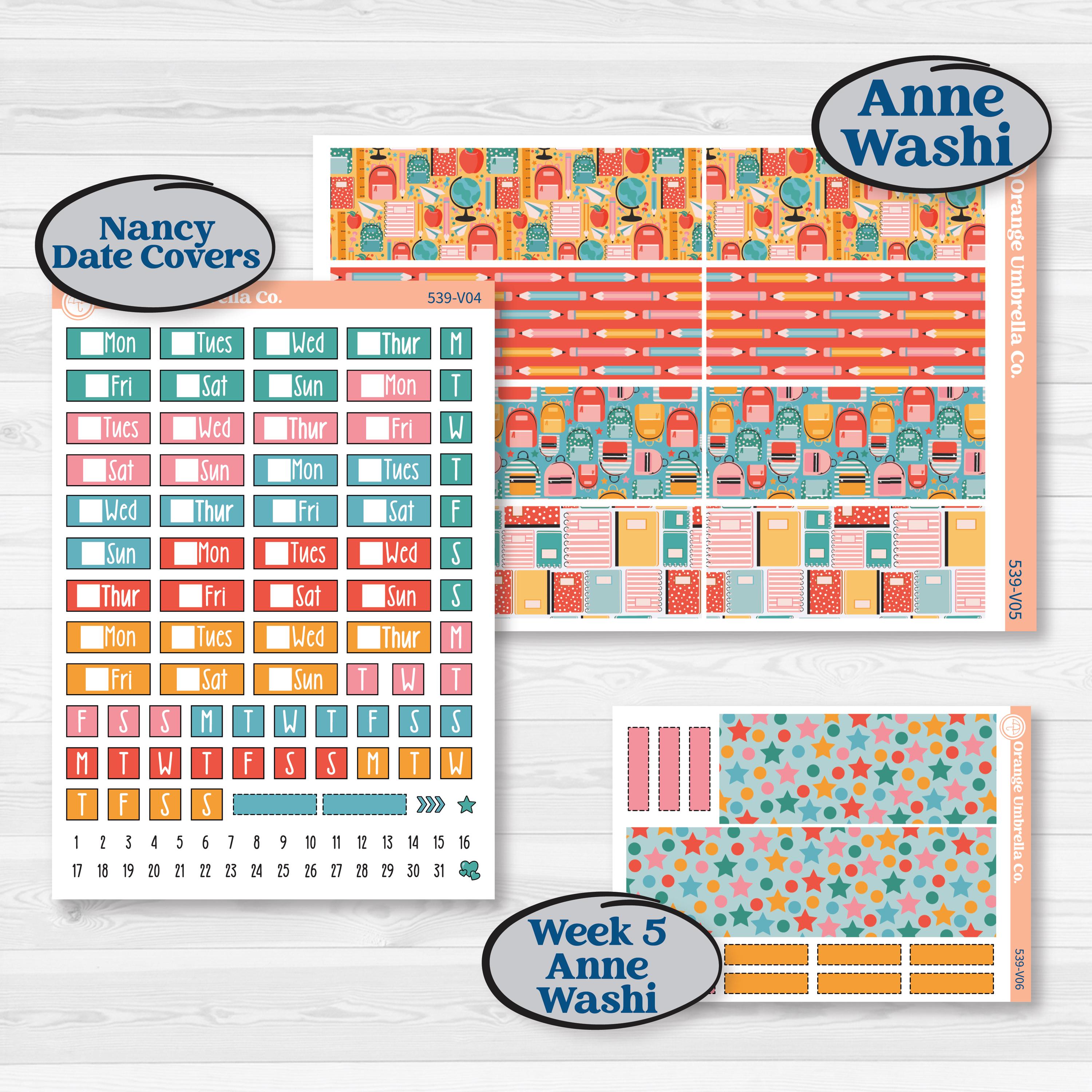 Back To School Kit | Laurel Denise Nancy Large & Anne Large Planner Kit Stickers | Level Up | KIT-539-V