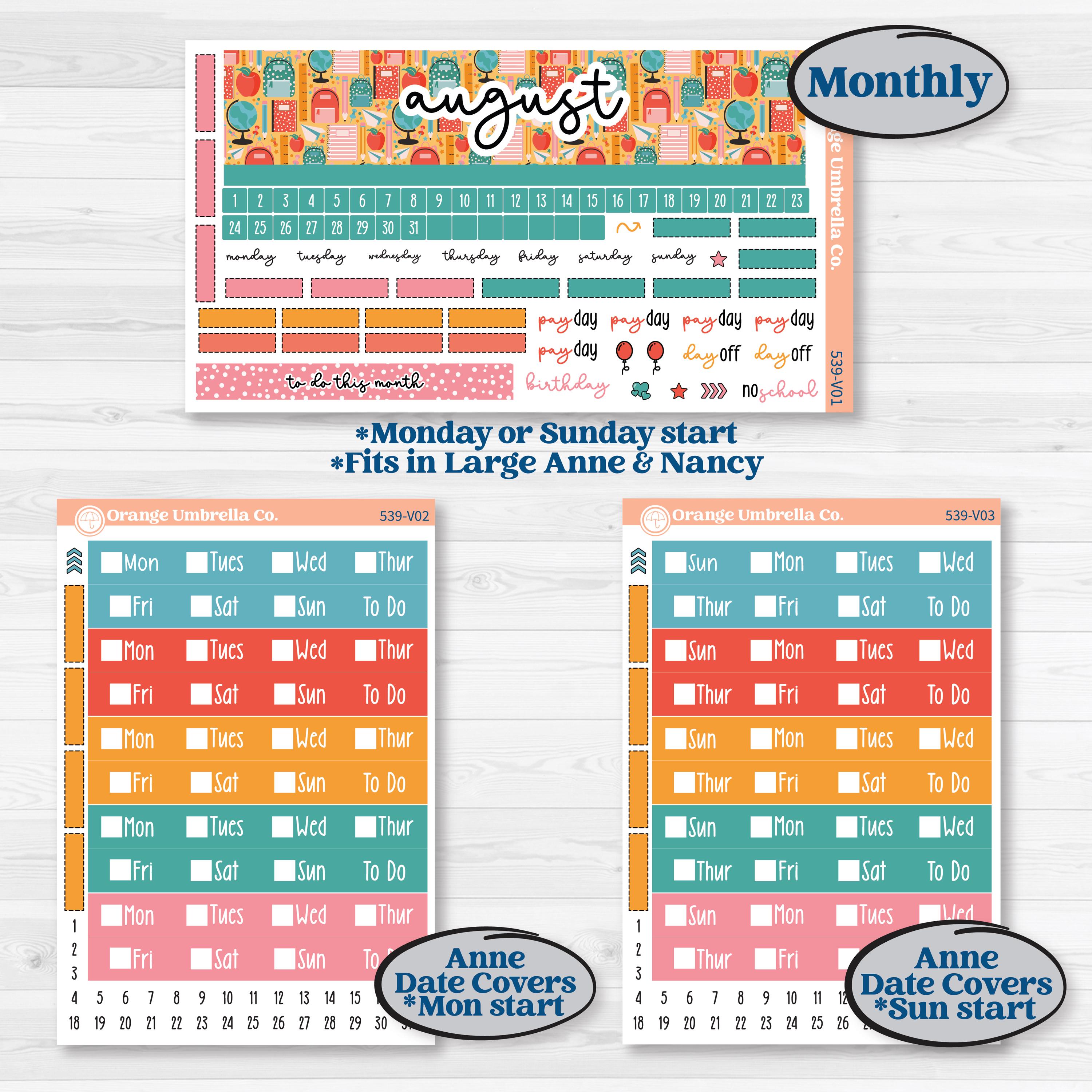 Back To School Kit | Laurel Denise Nancy Large & Anne Large Planner Kit Stickers | Level Up | KIT-539-V