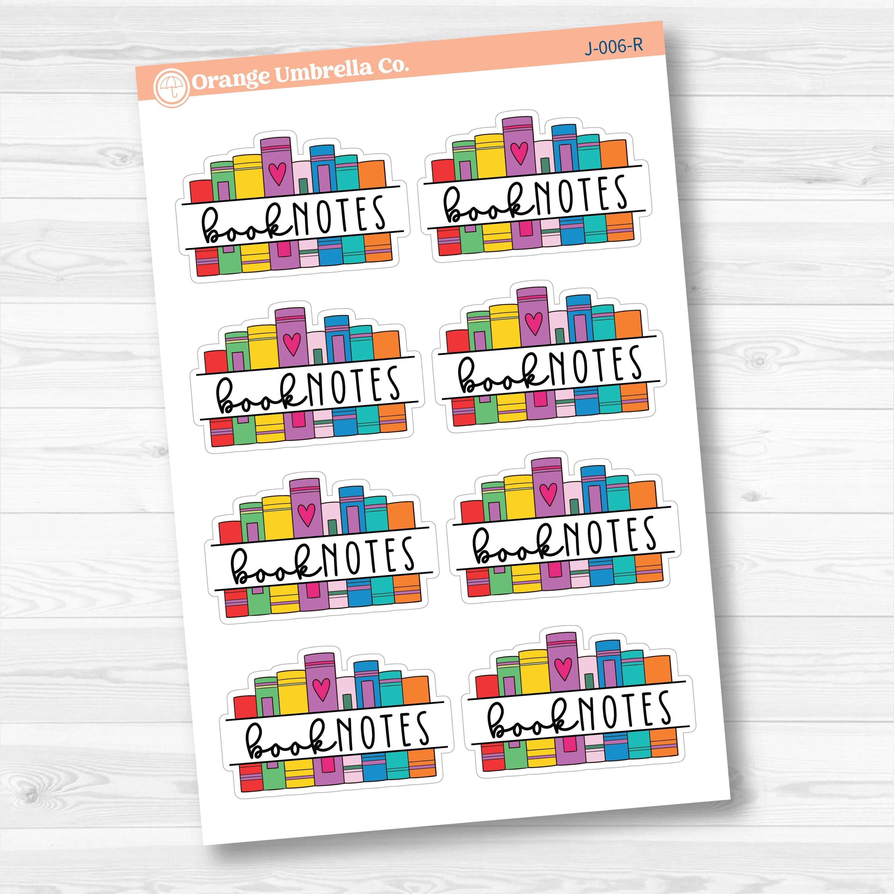 Book Notes Planner Stickers | Reading Journal Labels | J-006