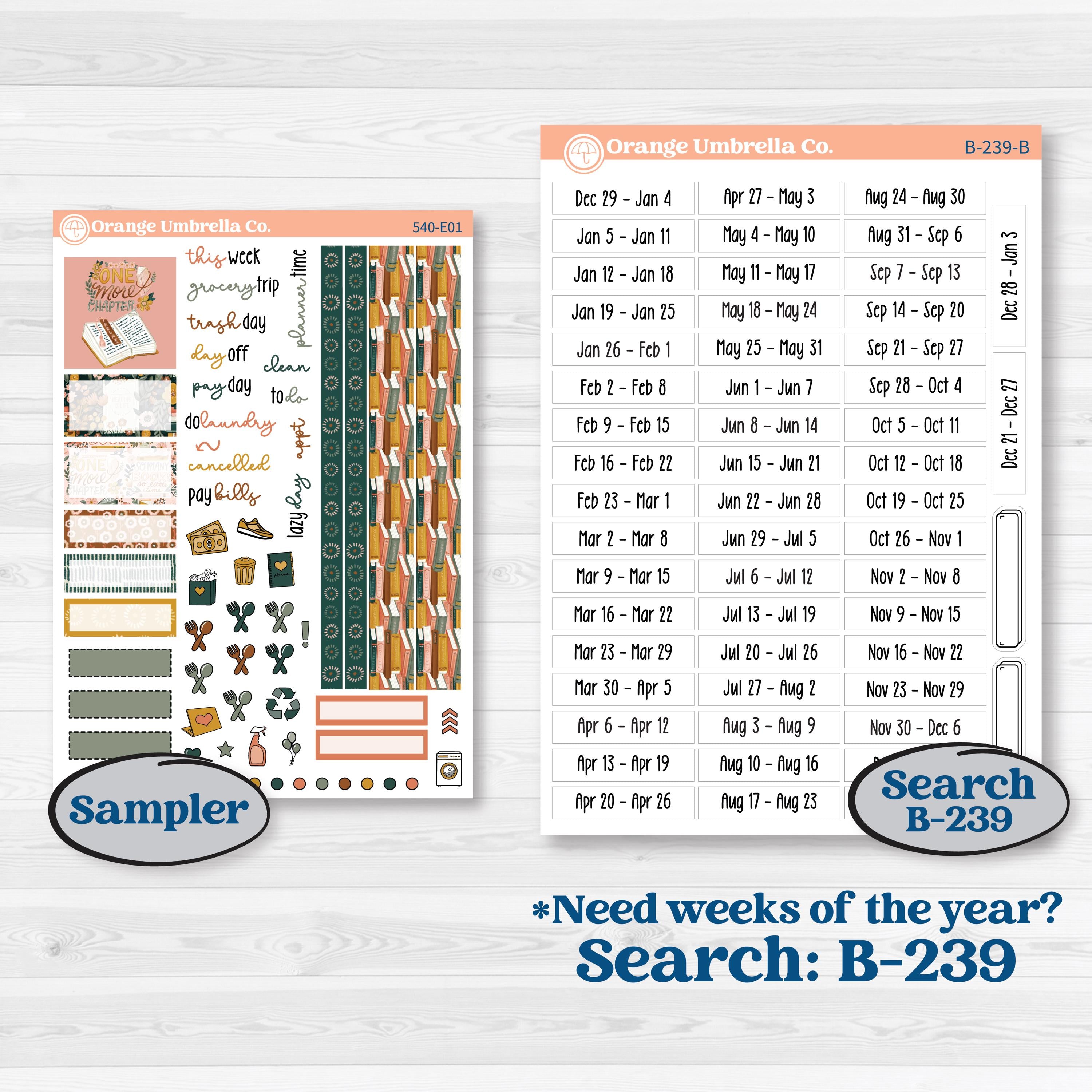 Book Love Planner Kit | Hobonichi Cousin Weekly & Daily Planner Kit Stickers | Bookmarked | KIT-540-E