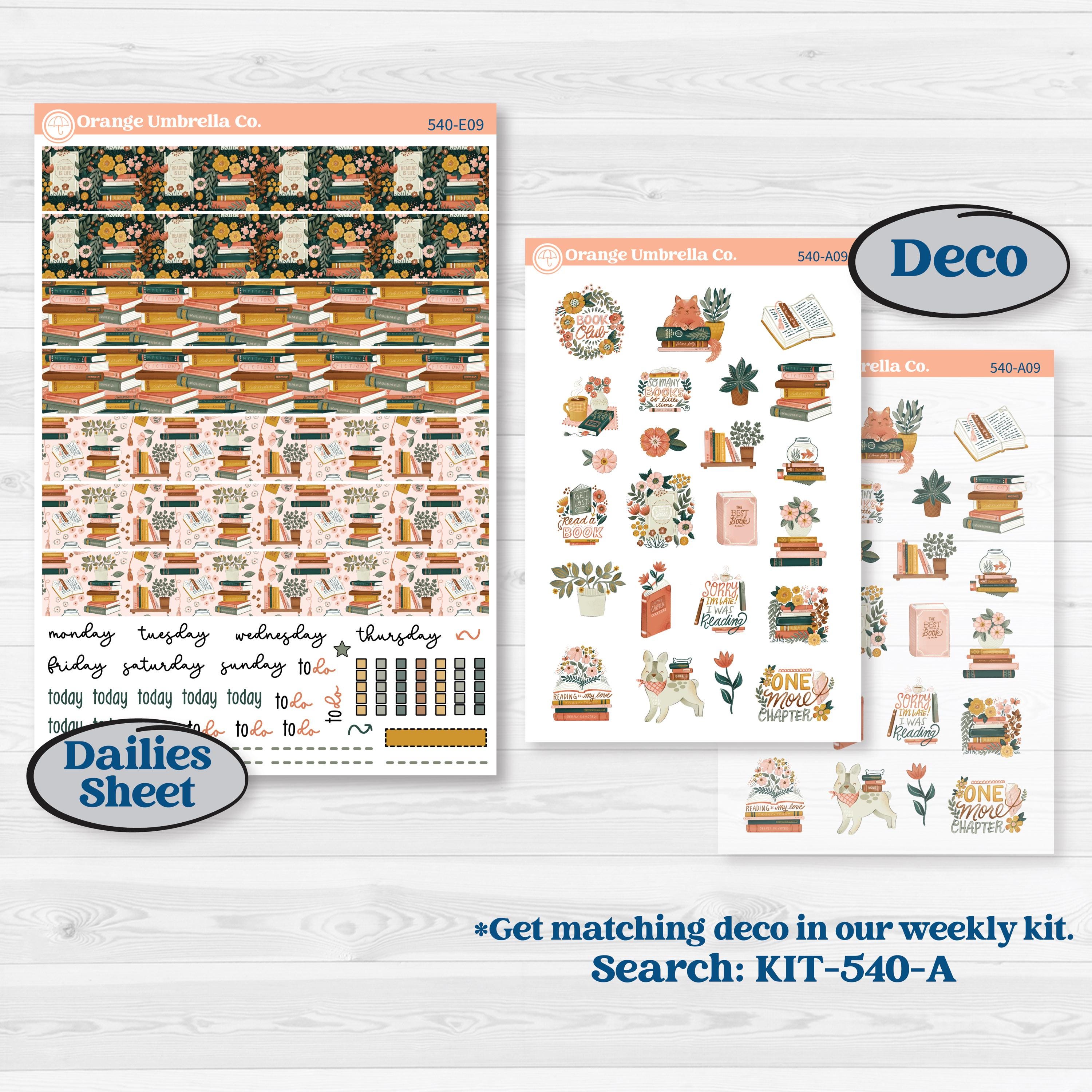 Book Love Planner Kit | Hobonichi Cousin Weekly & Daily Planner Kit Stickers | Bookmarked | KIT-540-E