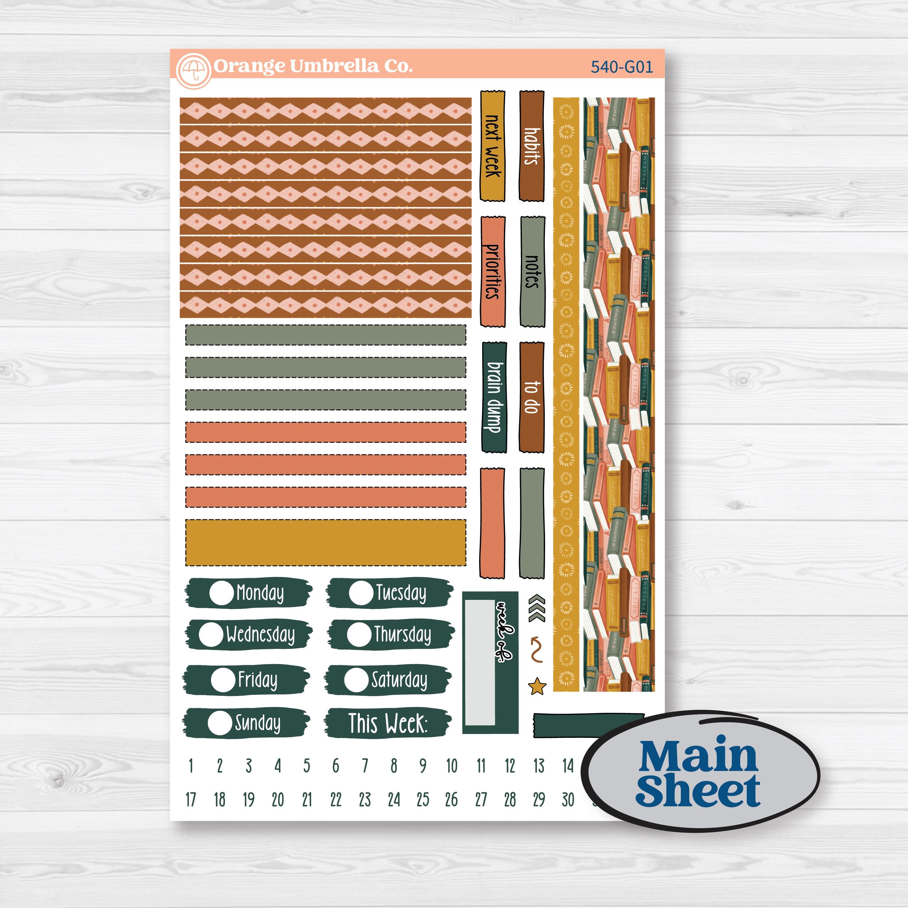 Book Love Planner Kit | Erin Condren 7x9 Weekly Dashboard Planner Kit Stickers | Bookmarked | KIT-540-G