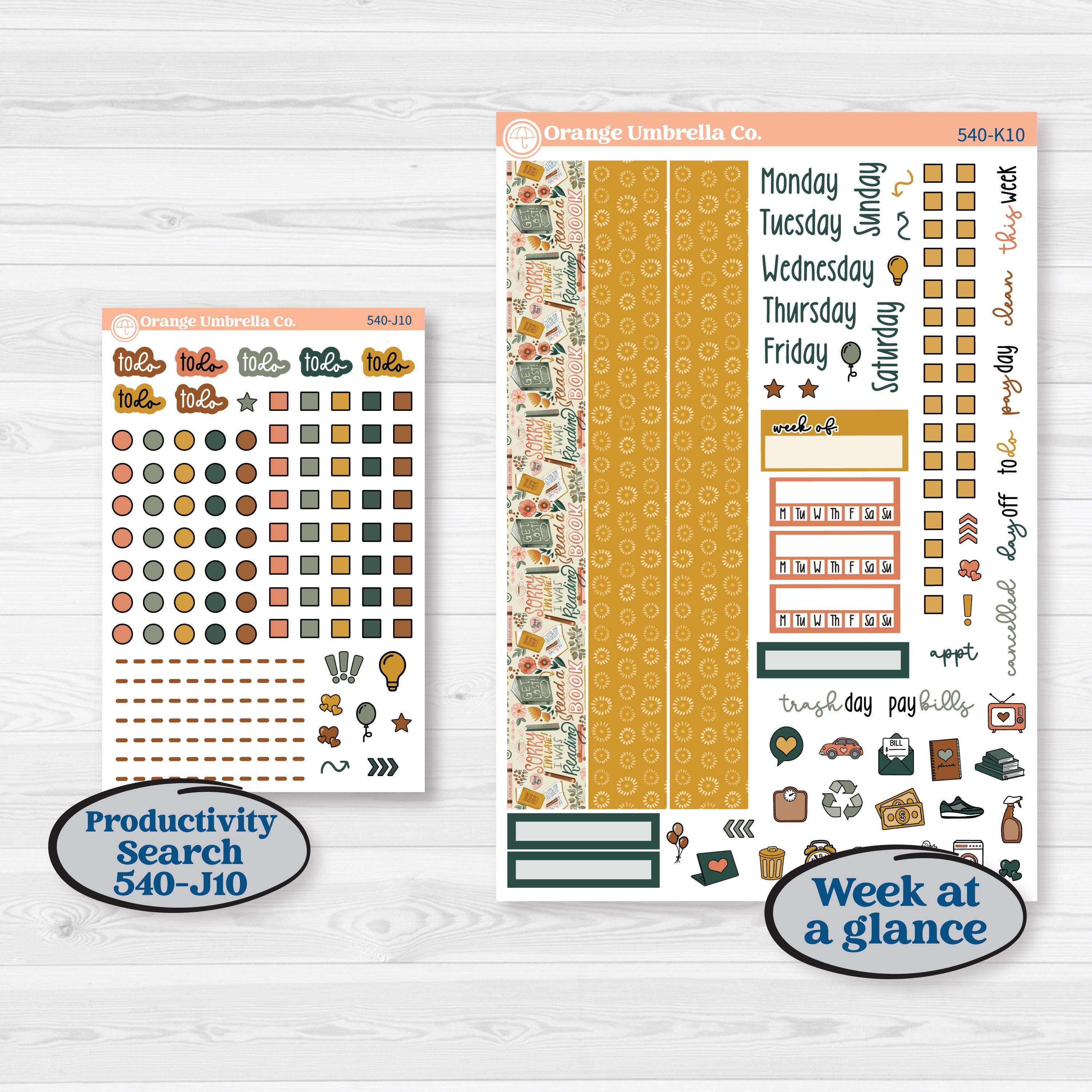 Book Love Planner Kit | 7x9 Erin Condren Daily Duo Planner Kit Stickers | Bookmarked | KIT-540-K