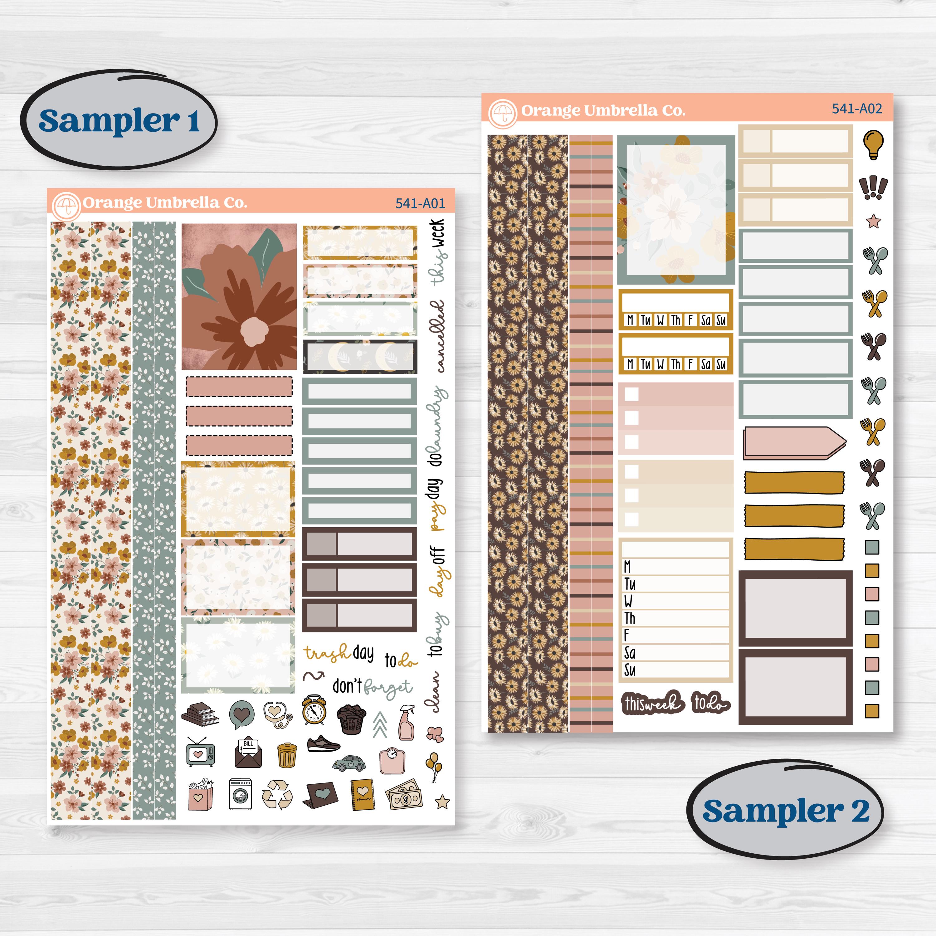 Boho Floral Planner Kit | Weekly Sticker Kit for Vertical Planners like Erin Condren | Living Is Easy | KIT-541-A