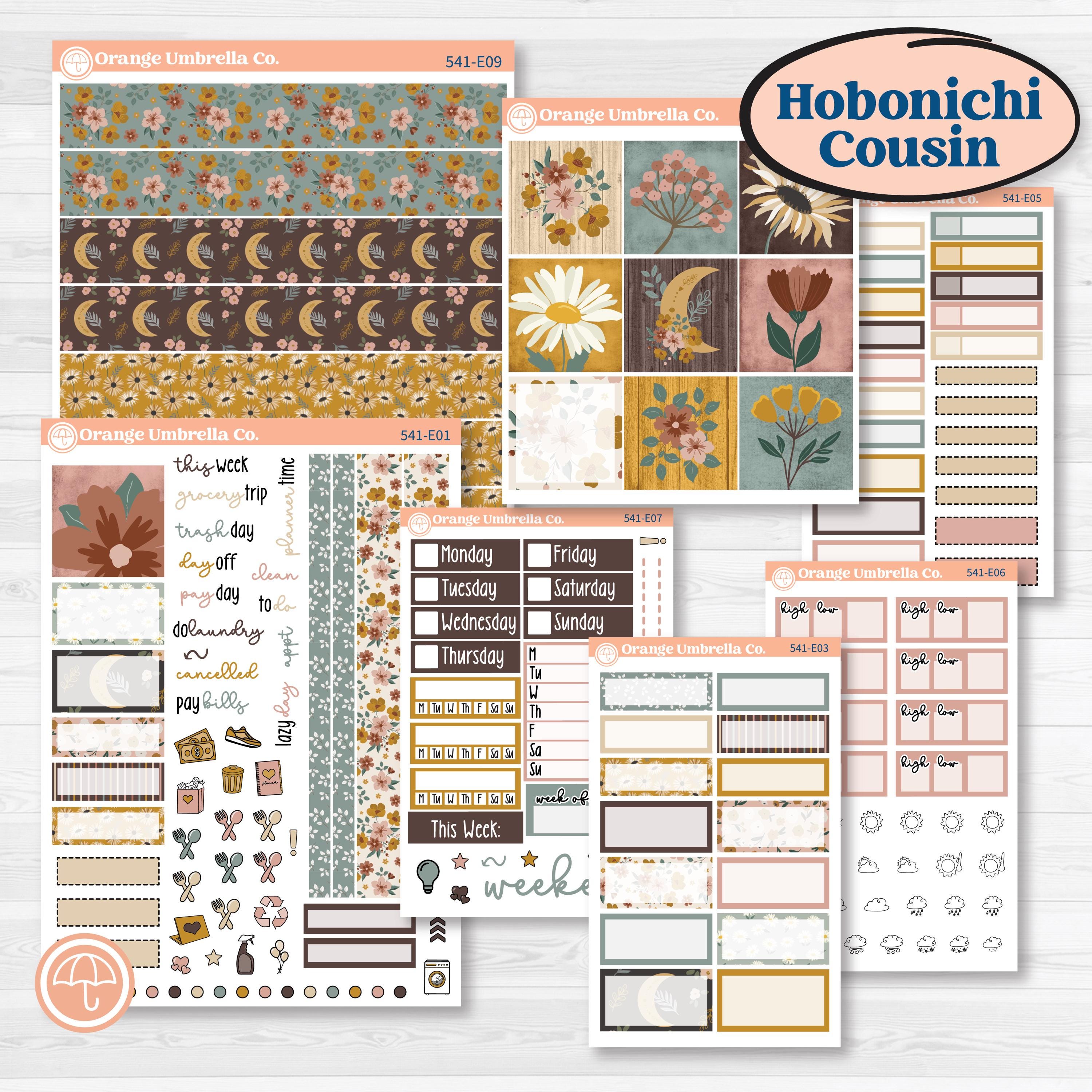 Boho Floral Planner Kit | Hobonichi Cousin Weekly & Daily Planner Kit Stickers | Living Is Easy | KIT-541-E