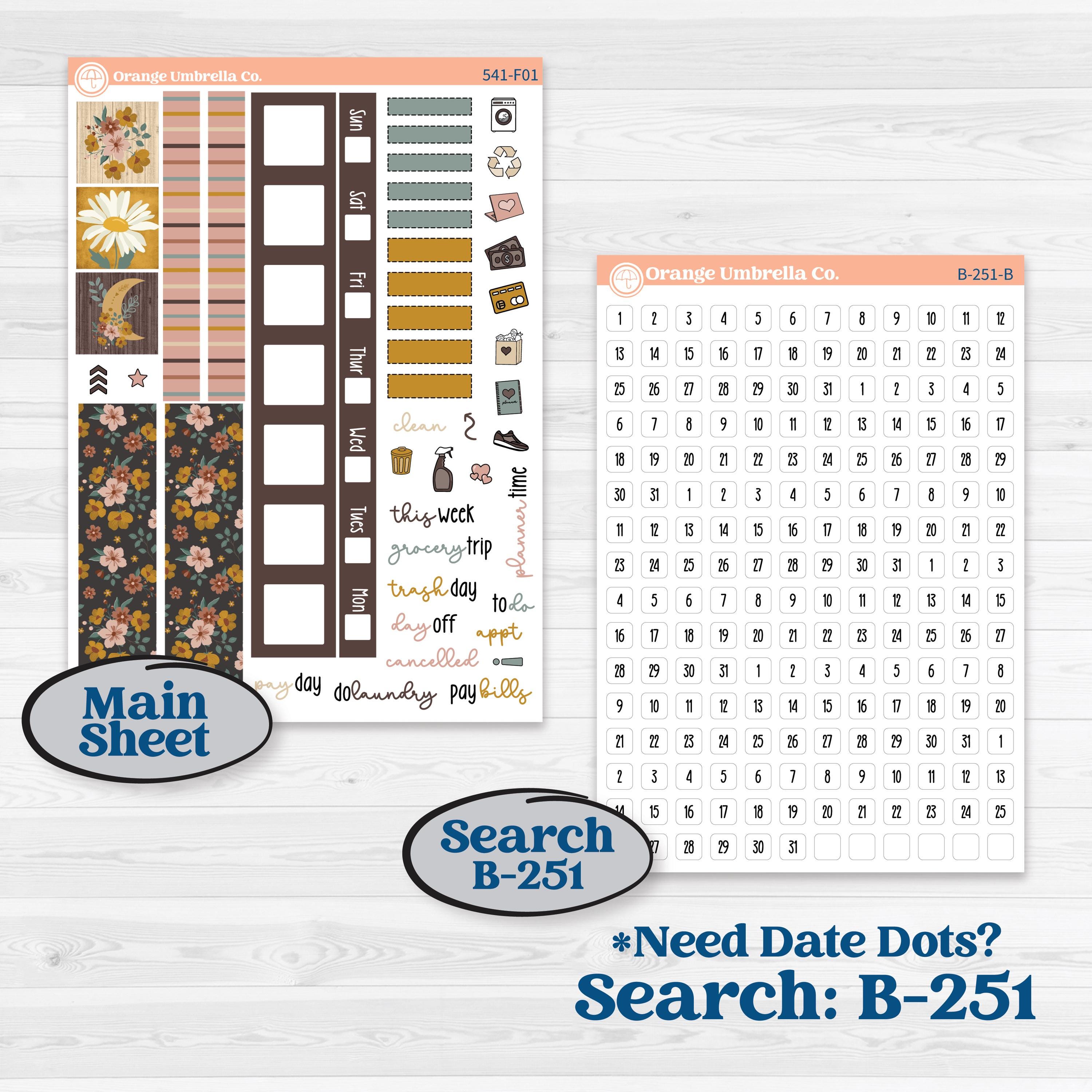 Boho Floral Planner Kit | Hobonichi Weeks Weekly Planner Kit Stickers | Living Is Easy | KIT-541-F