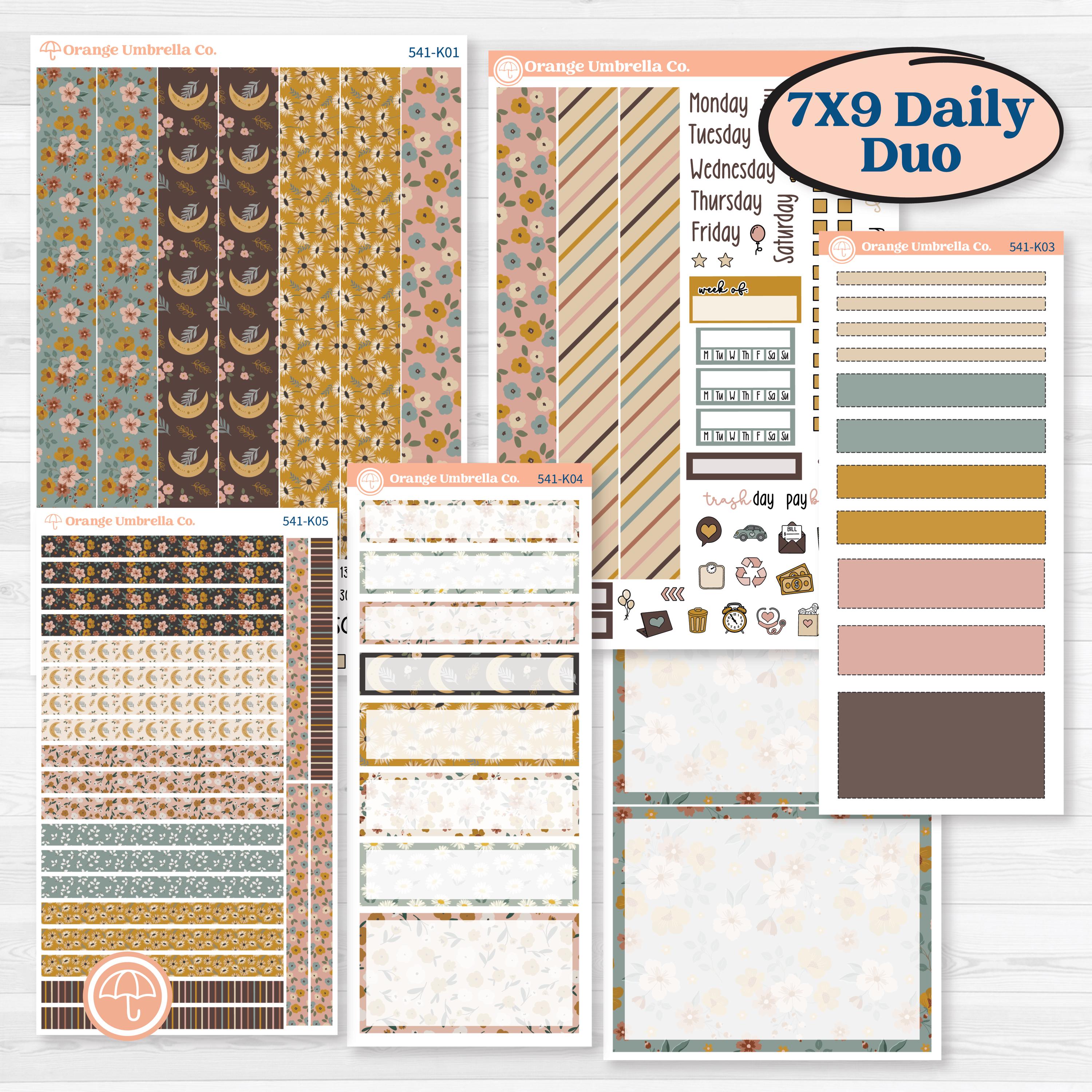 Boho Floral Planner Kit | 7x9 Erin Condren Daily Duo Planner Kit Stickers | Living Is Easy | KIT-541-K