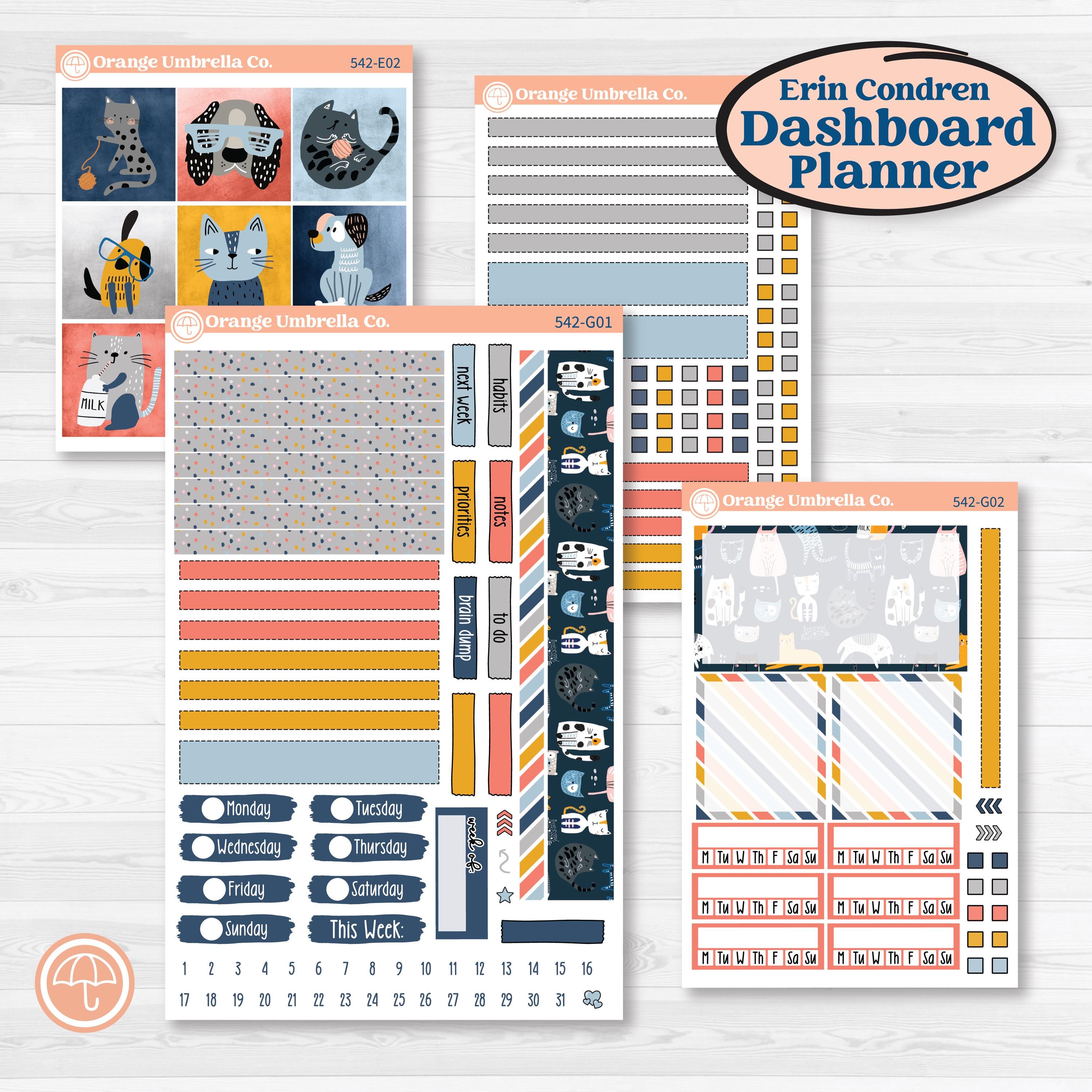 Pet Lover Planner Kit | Erin Condren 7x9 Weekly Dashboard Planner Kit Stickers | Furever Friends | KIT-542-G