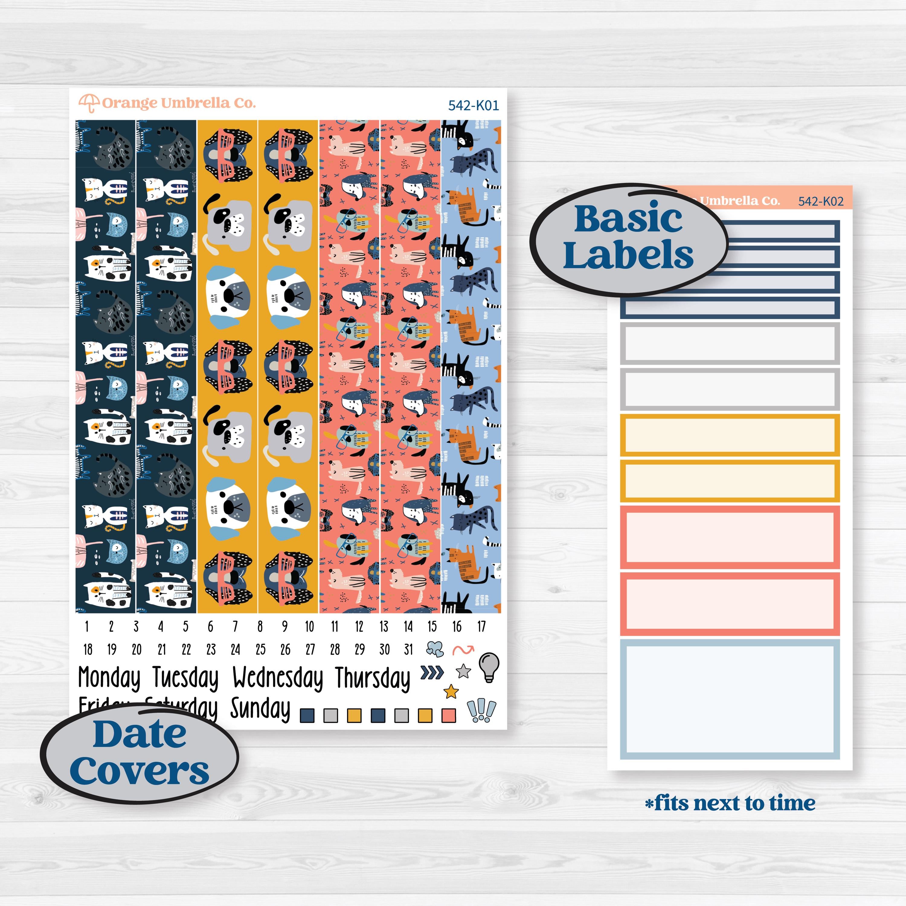 Pet Lover Planner Kit | 7x9 Erin Condren Daily Duo Planner Kit Stickers | Furever Friends | KIT-542-K