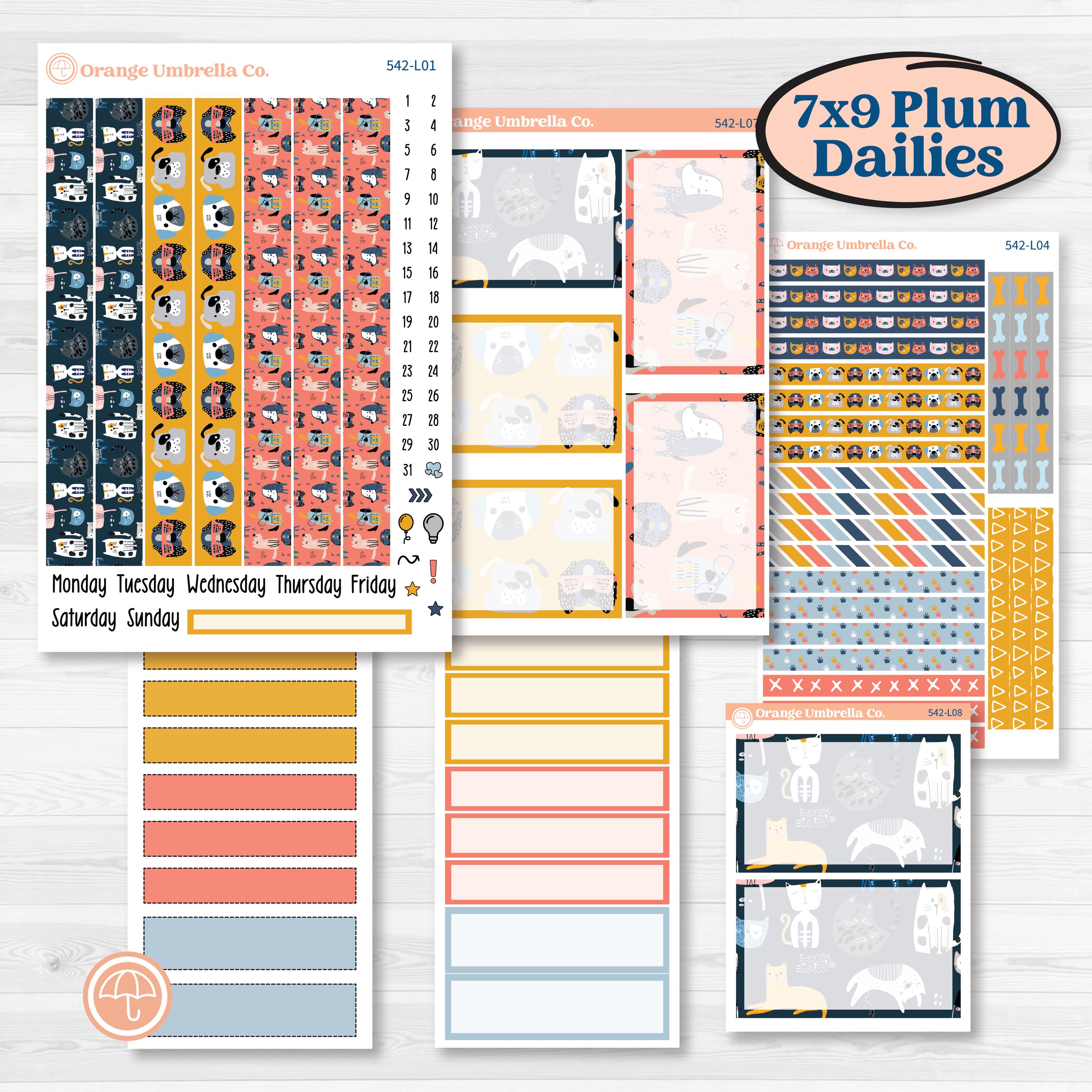 Pet Lover Planner Kit | 7x9 Plum Daily Planner Kit Stickers | Furever Friends | KIT-542-L