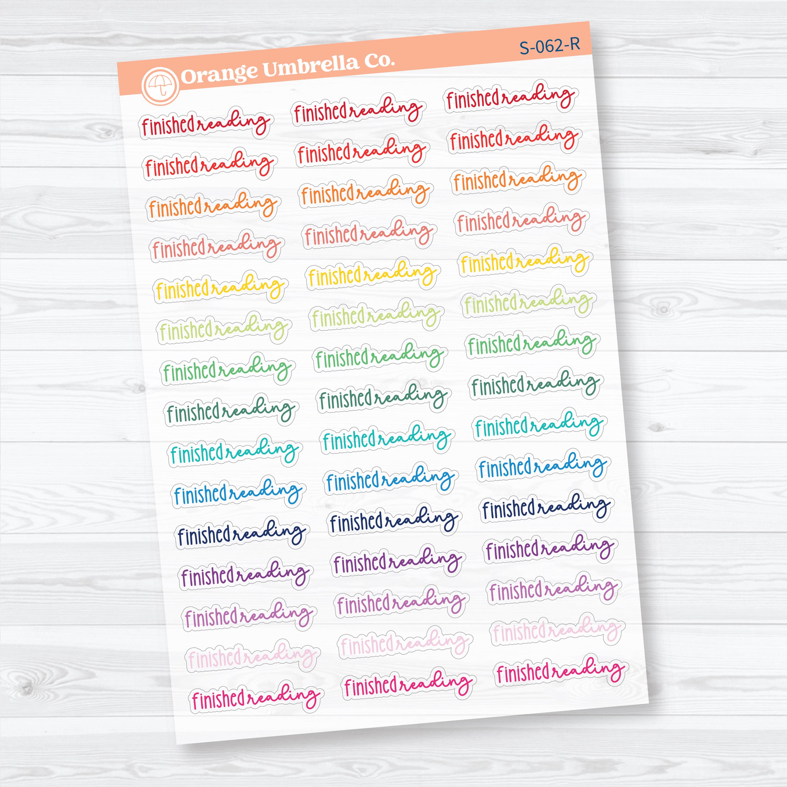 Finished Reading Clear Matte Planner Script Stickers | Reading Journal Scripts F18 | S-062-CM