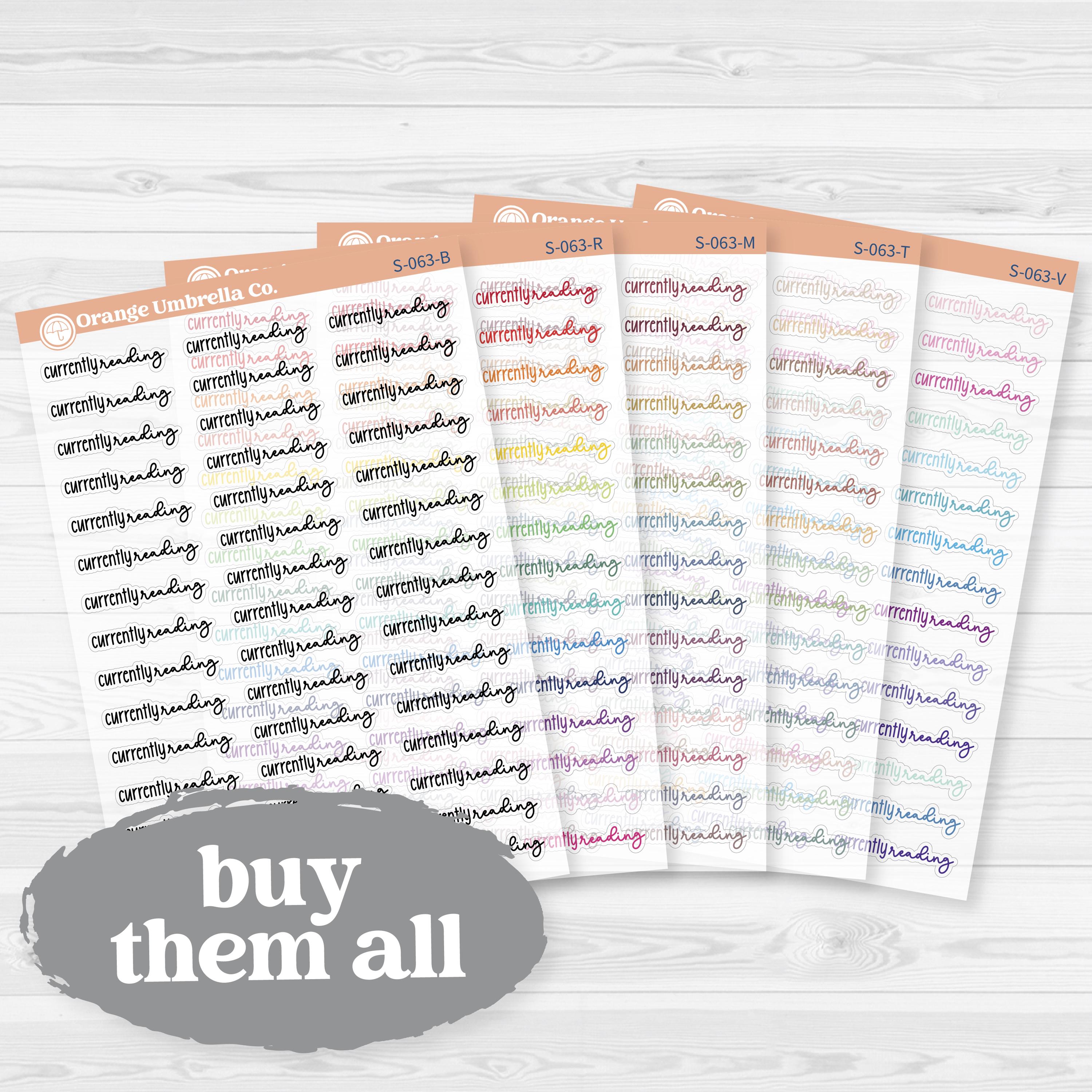 Currently Reading Clear Matte Planner Script Stickers | Reading Journal Scripts F18 | S-063-CM