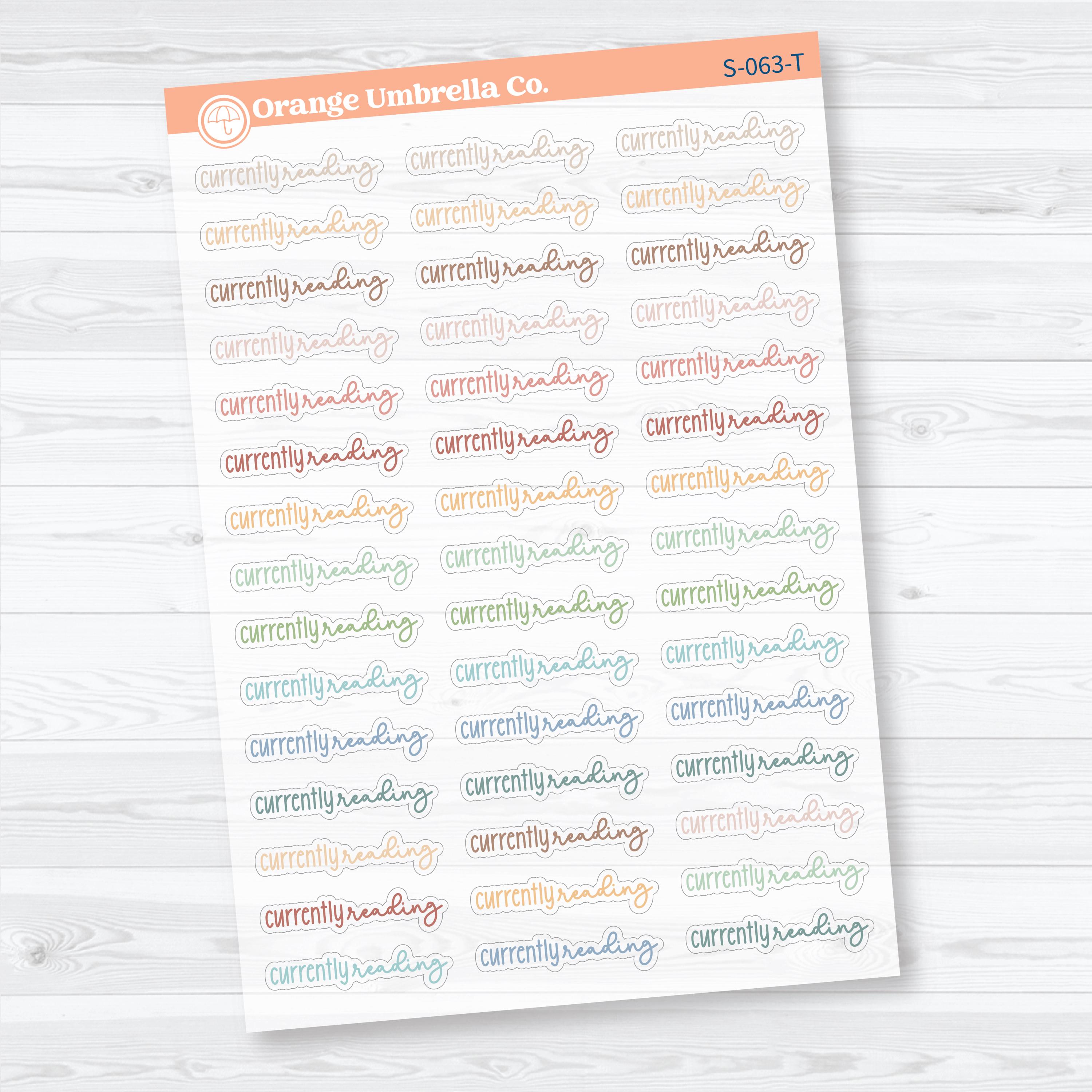 Currently Reading Clear Matte Planner Script Stickers | Reading Journal Scripts F18 | S-063-CM