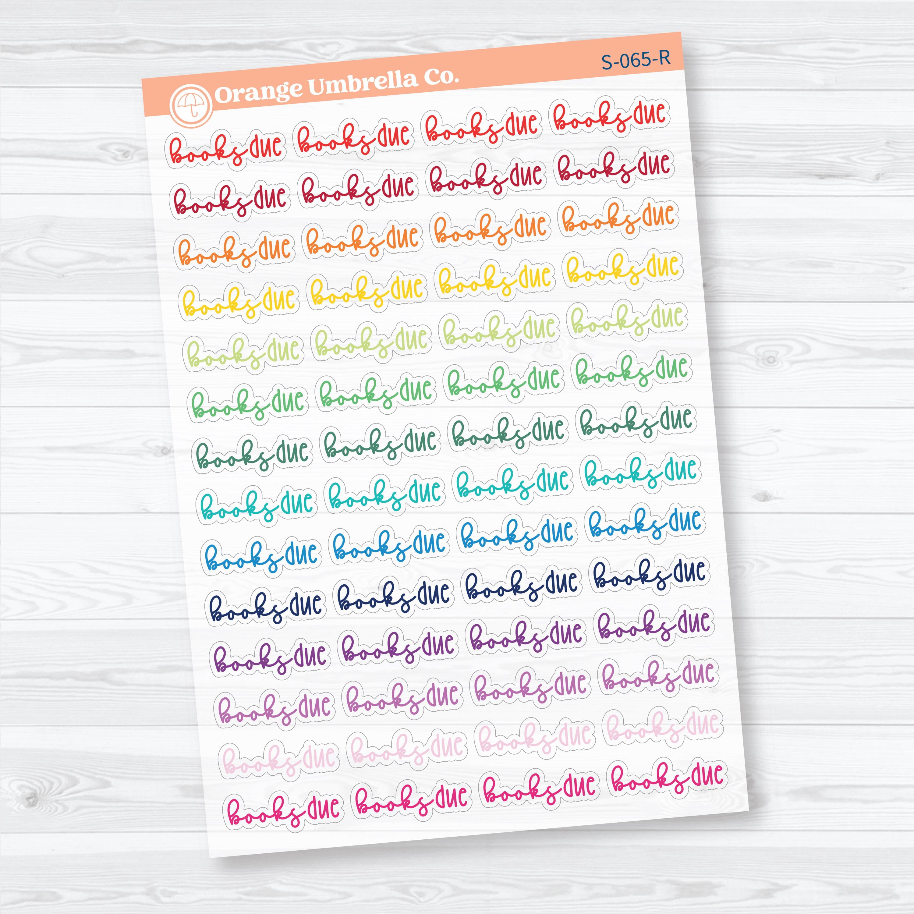 Books Due Clear Matte Planner Script Stickers | Reading Journal Scripts F18 | S-065-CM