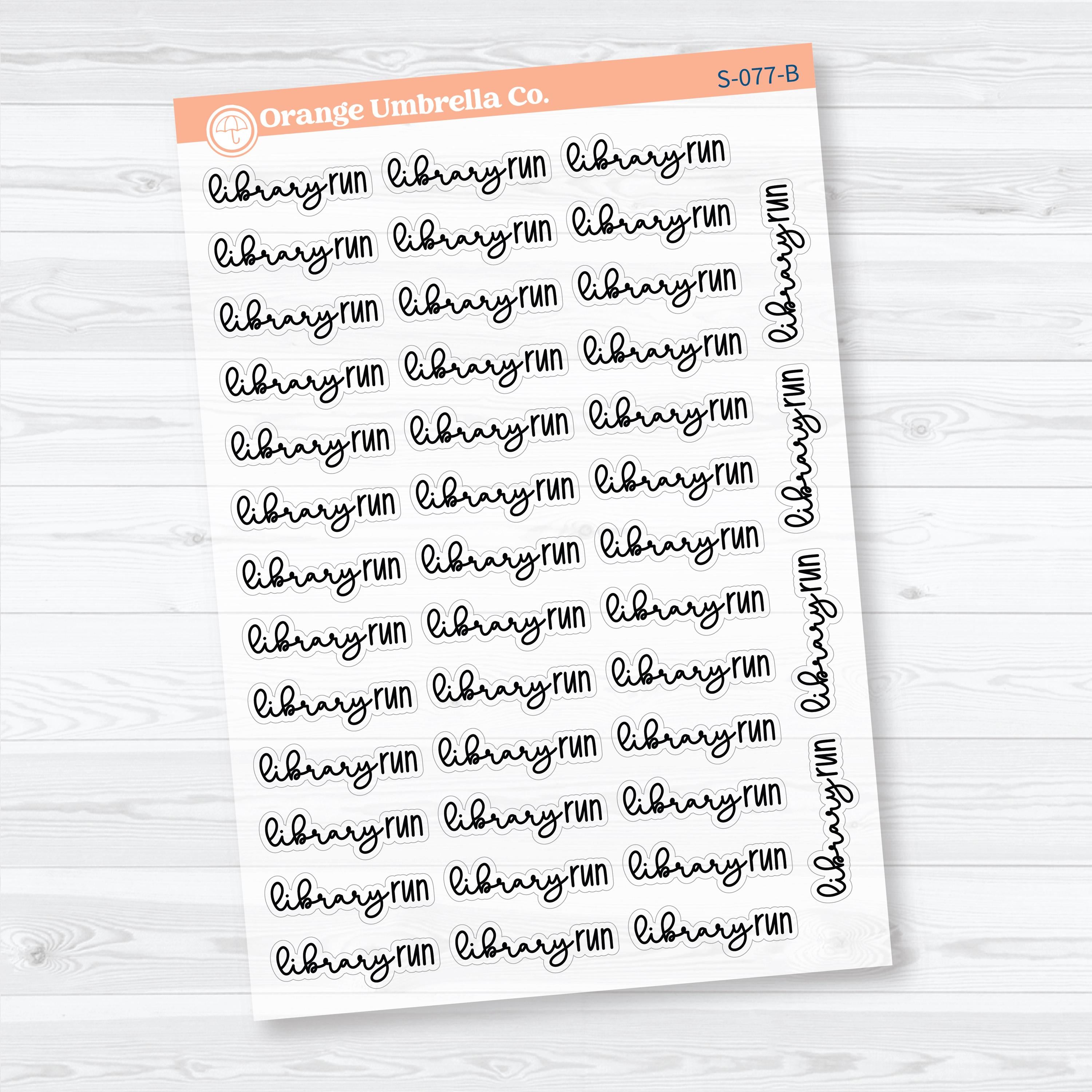 Library Run Reading Journal Clear Matte Script Stickers | Planner Stickers | S-077-CM