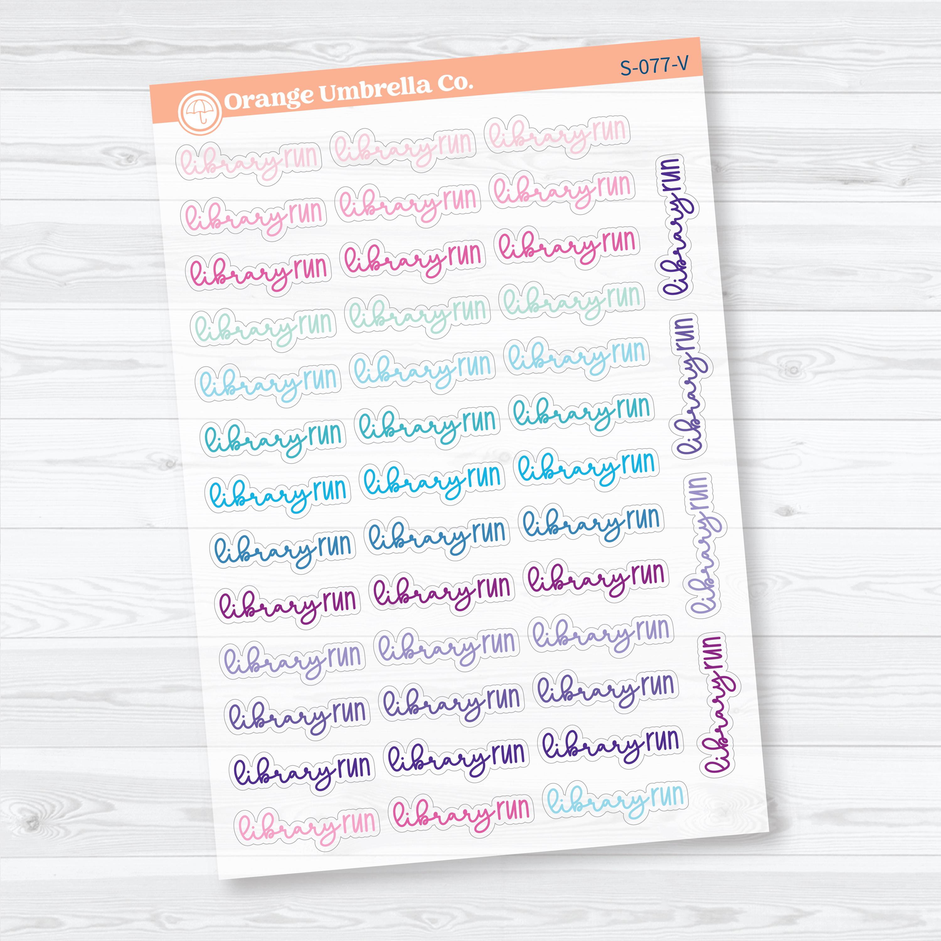 Library Run Reading Journal Clear Matte Script Stickers | Planner Stickers | S-077-CM