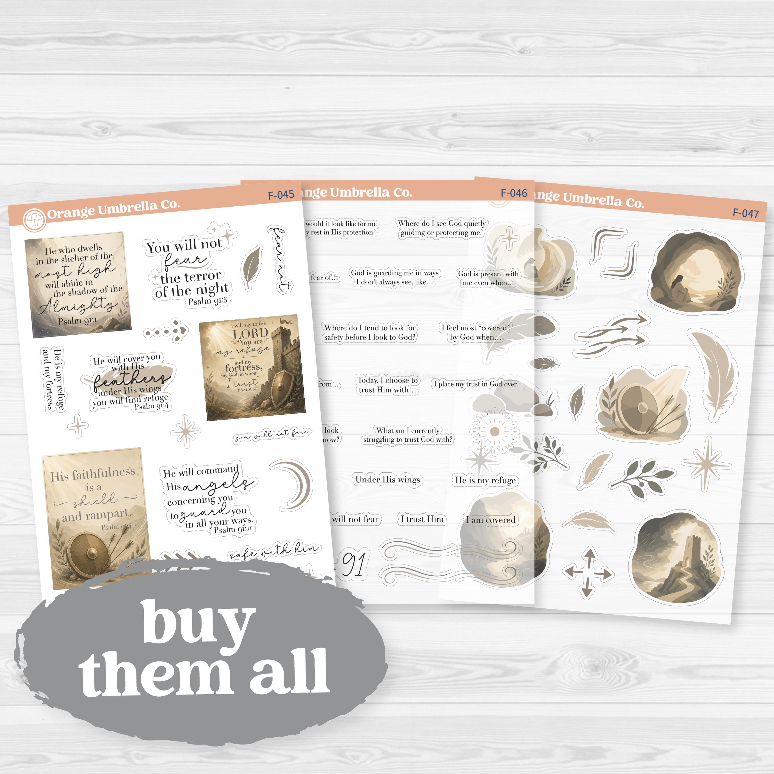 Psalm 91 Bible Study Clear Matte Planner Stickers | Faith Journaling Stickers | F-045-047-CM
