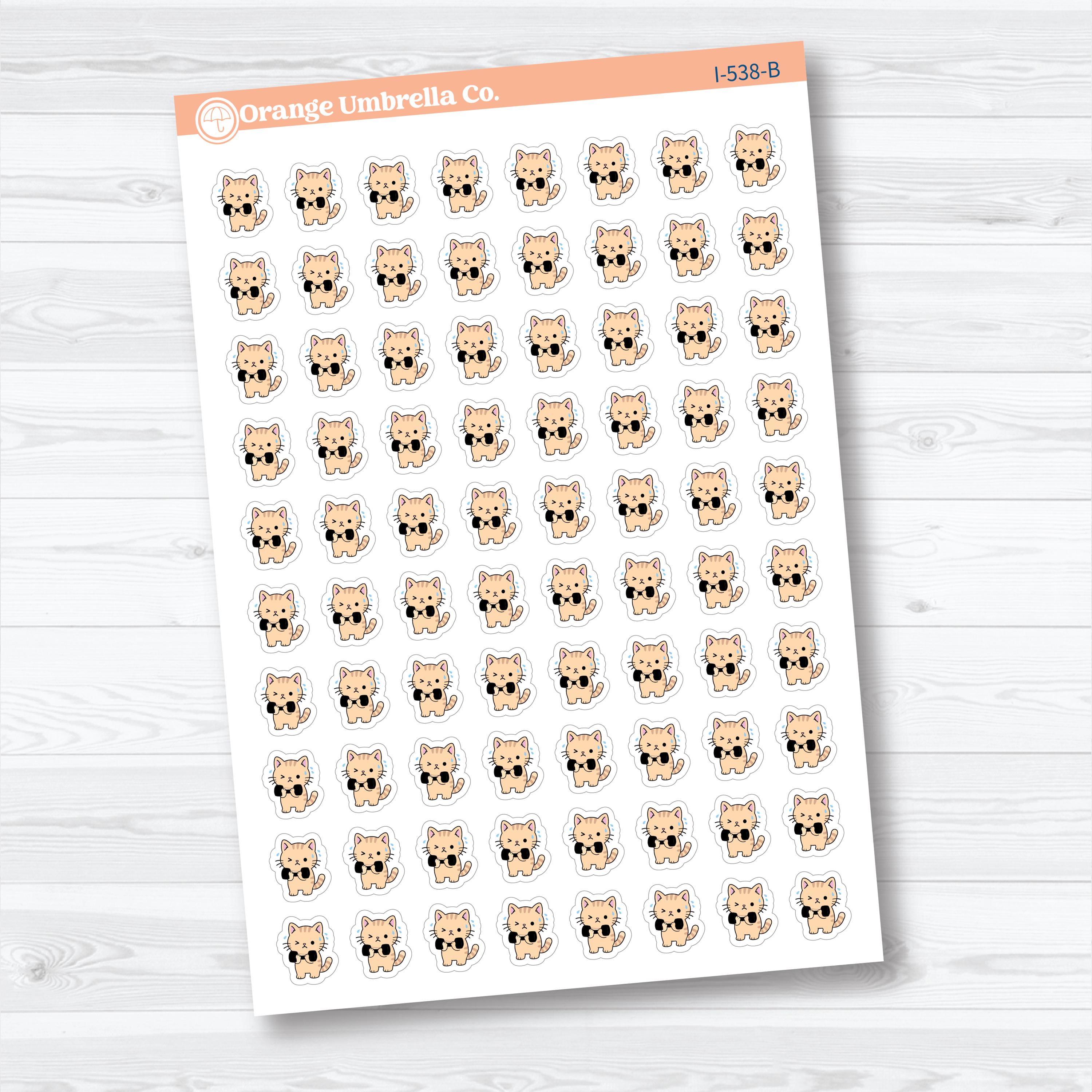 Mini Weight Lifting Spazz Cat Stickers | Planner Stickers | I-538