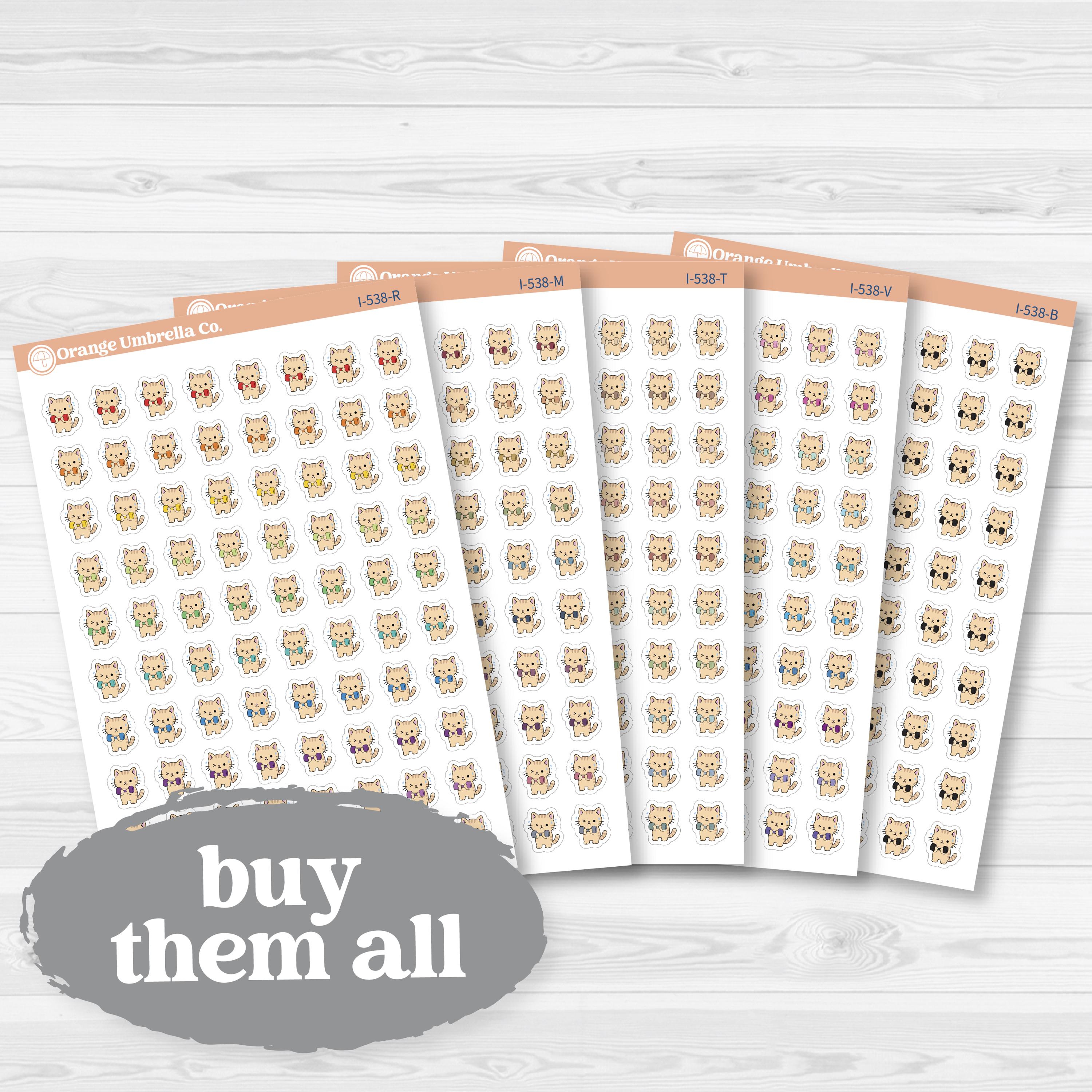 Mini Weight Lifting Spazz Cat Stickers | Planner Stickers | I-538