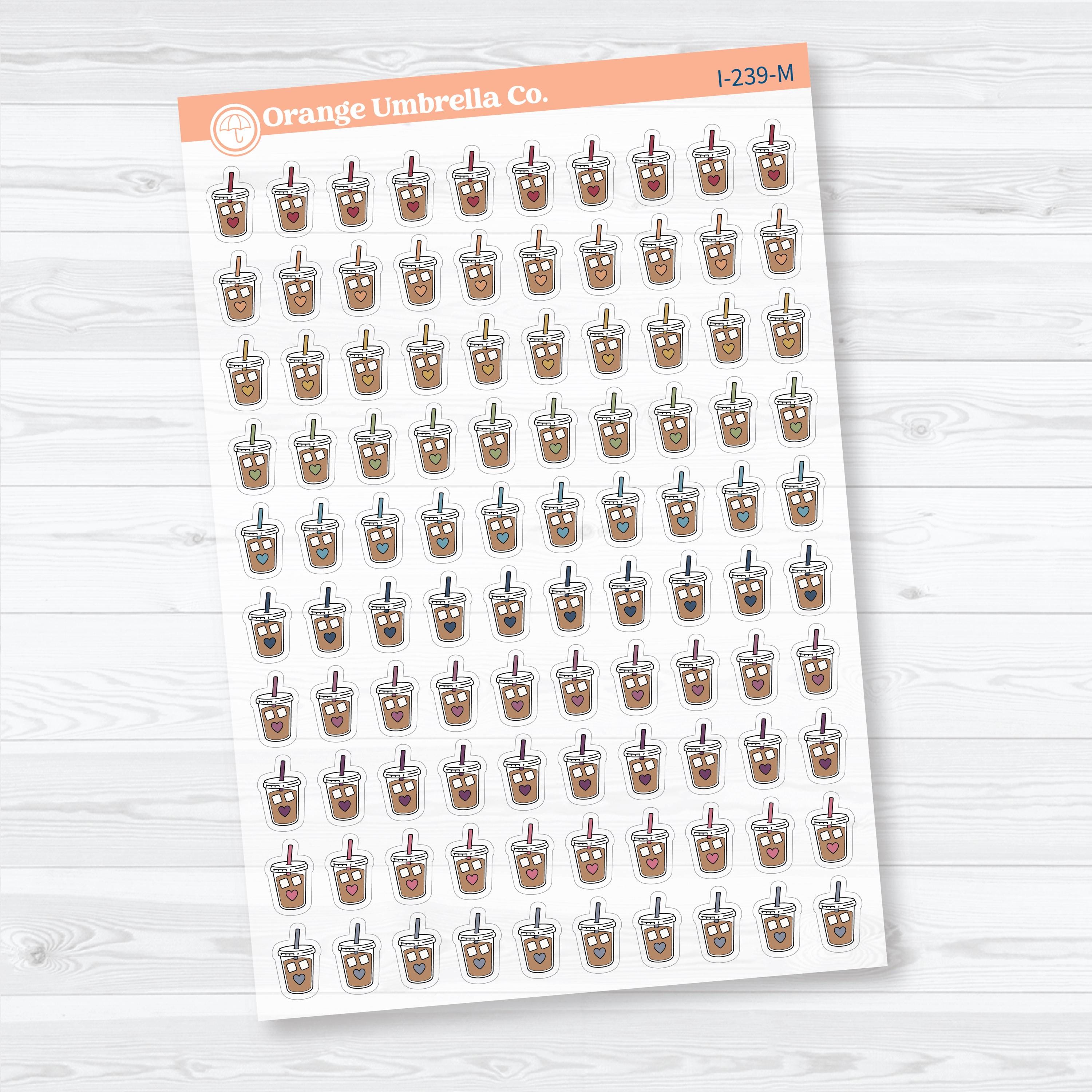 Iced Coffee Icons Clear Matte | Coffee Planner Stickers | I-239-CM