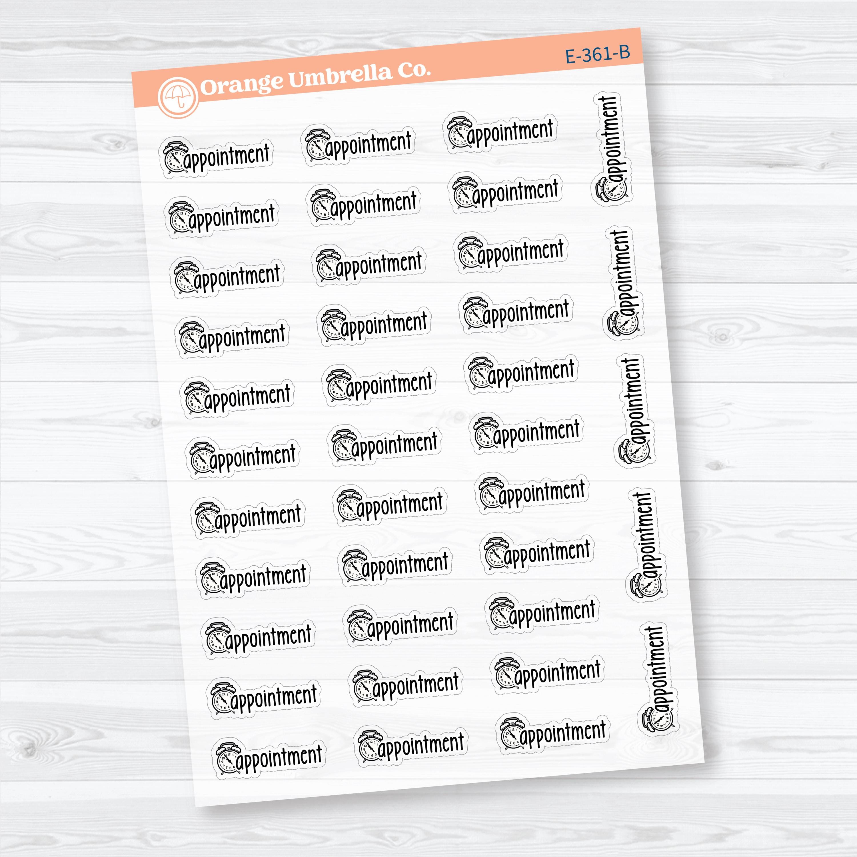 Appointment Doodled Event Labels Clear Matte | Planner Stickers F18 | E-361-CM
