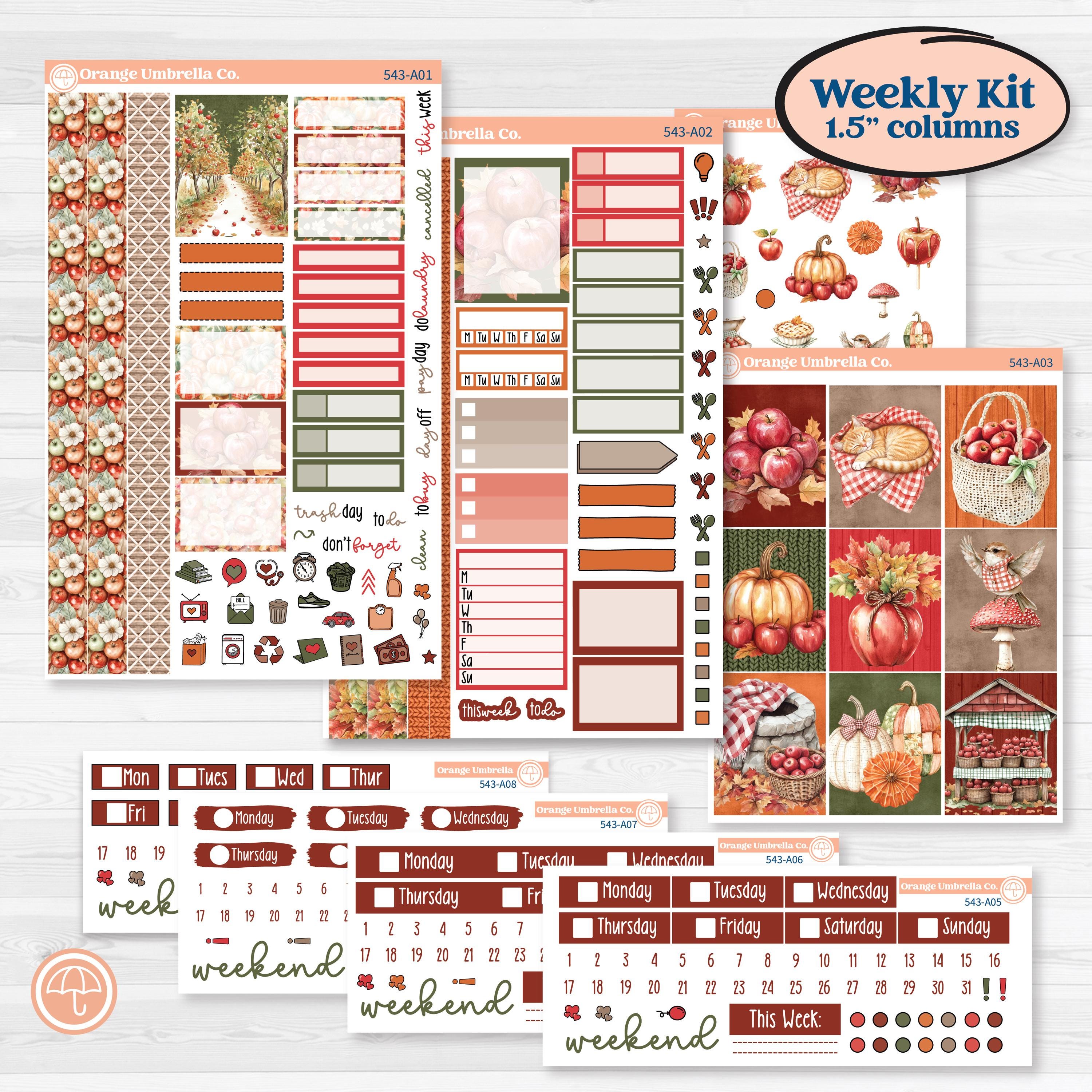 Apple Harvest Planner Kit | Weekly Sticker Kit for Vertical Planners like Erin Condren | Apple Crisp | KIT-543-A