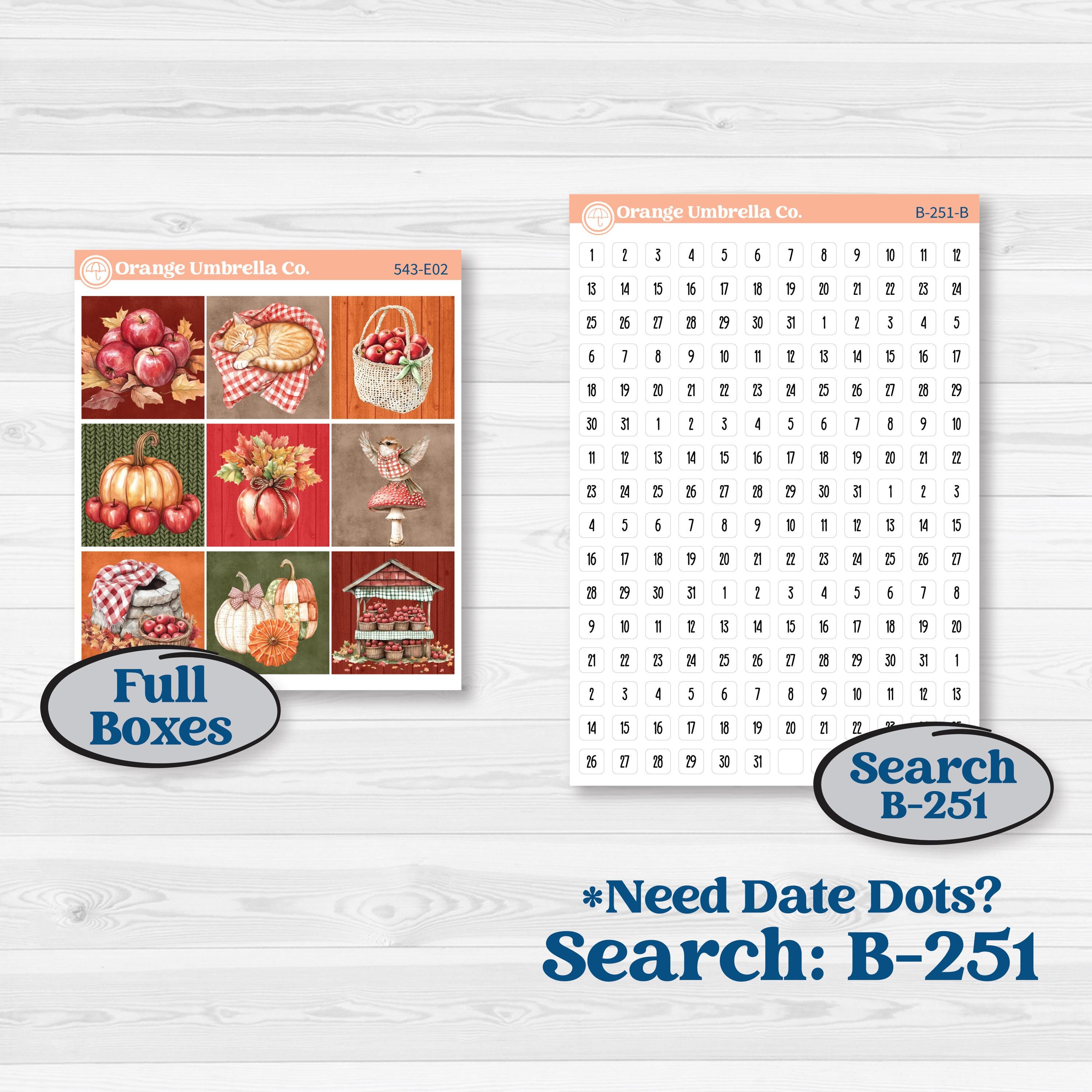 Apple Harvest Planner Kit | Hobonichi Cousin Weekly & Daily Planner Kit Stickers | Apple Crisp | KIT-543-E